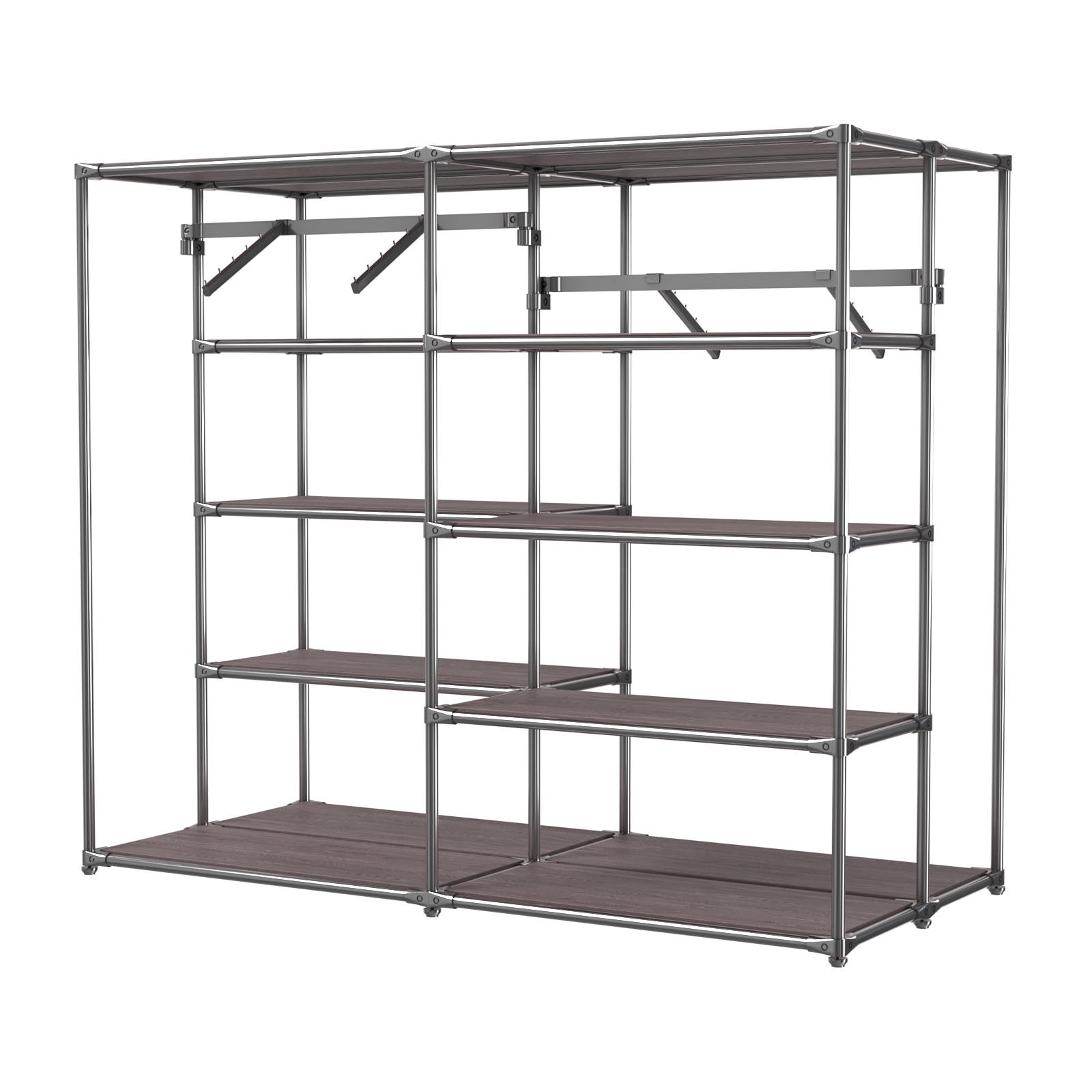 Хромированное вешало ПЛАТФОРМА №3-3 с полками ДСП 16мм Ясень Анкор темный - U31105