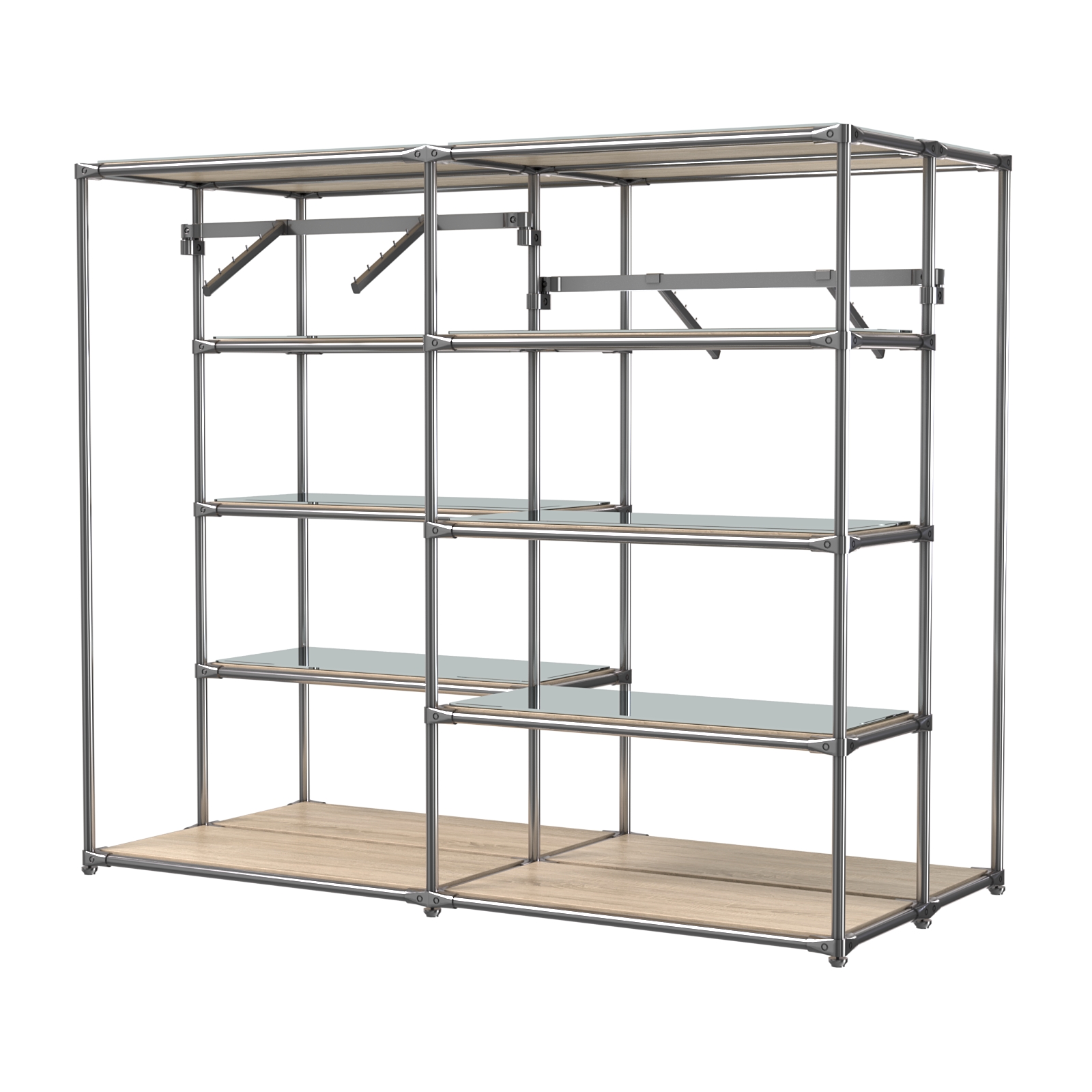 Хромированное вешало ПЛАТФОРМА №3-4 с зеркальными полками 4мм Дуб Сонома