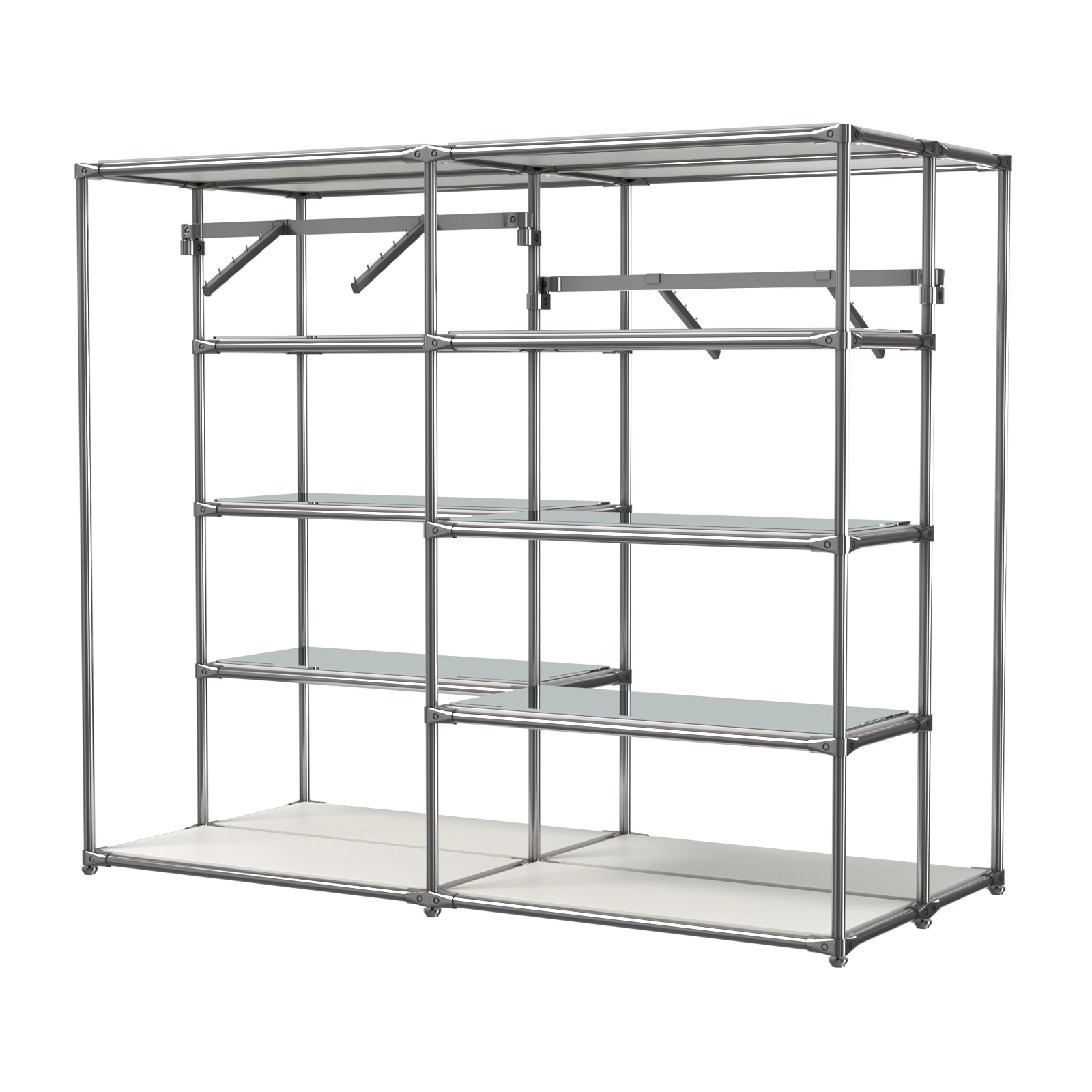 Хромированное вешало ПЛАТФОРМА №3-4 с зеркальными полками 4мм Белый