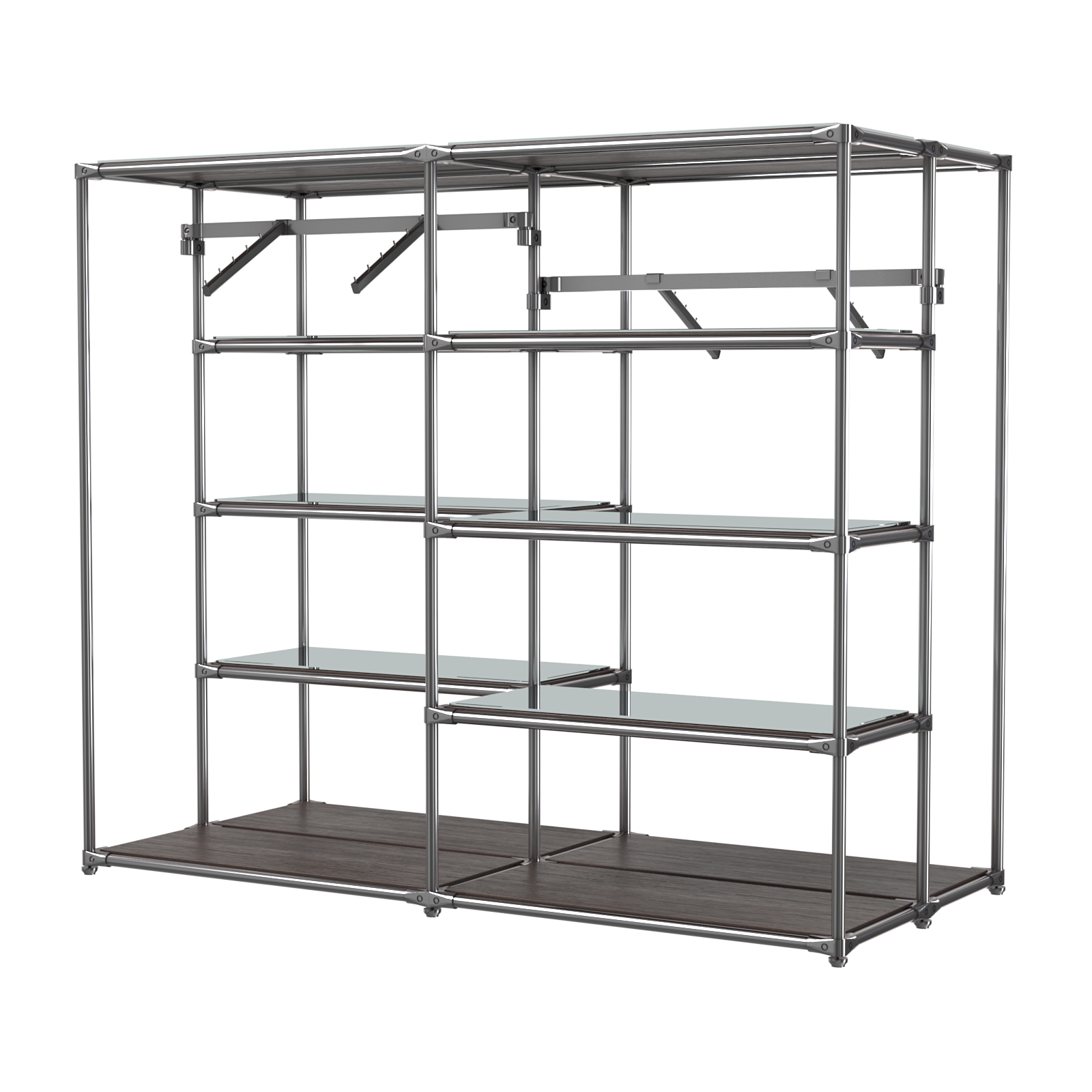 Хромированное вешало ПЛАТФОРМА №3-4 с зеркальными полками 4мм Дуб Венге