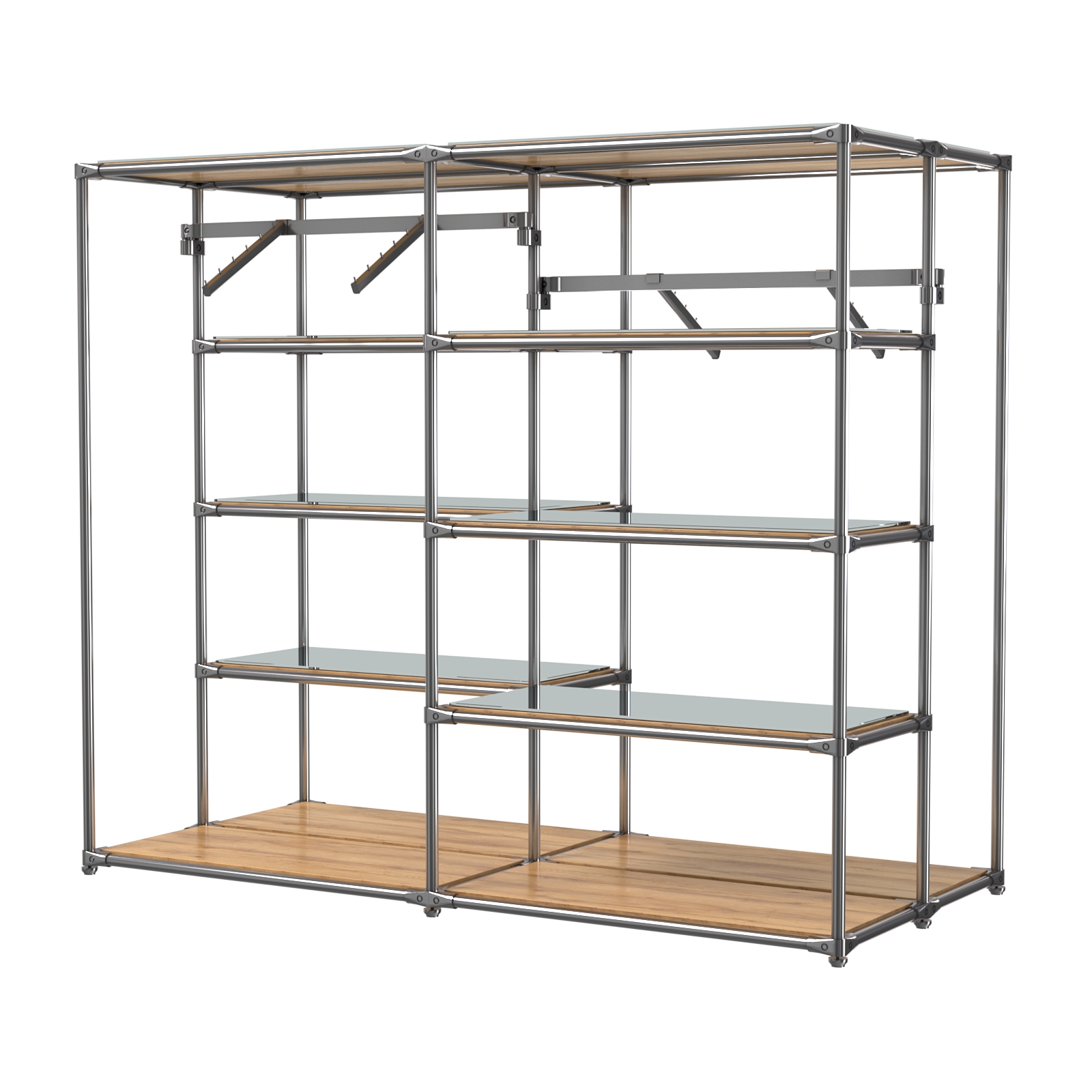 Хромированное вешало ПЛАТФОРМА №3-4 с зеркальными полками 4мм Дуб Золотистый