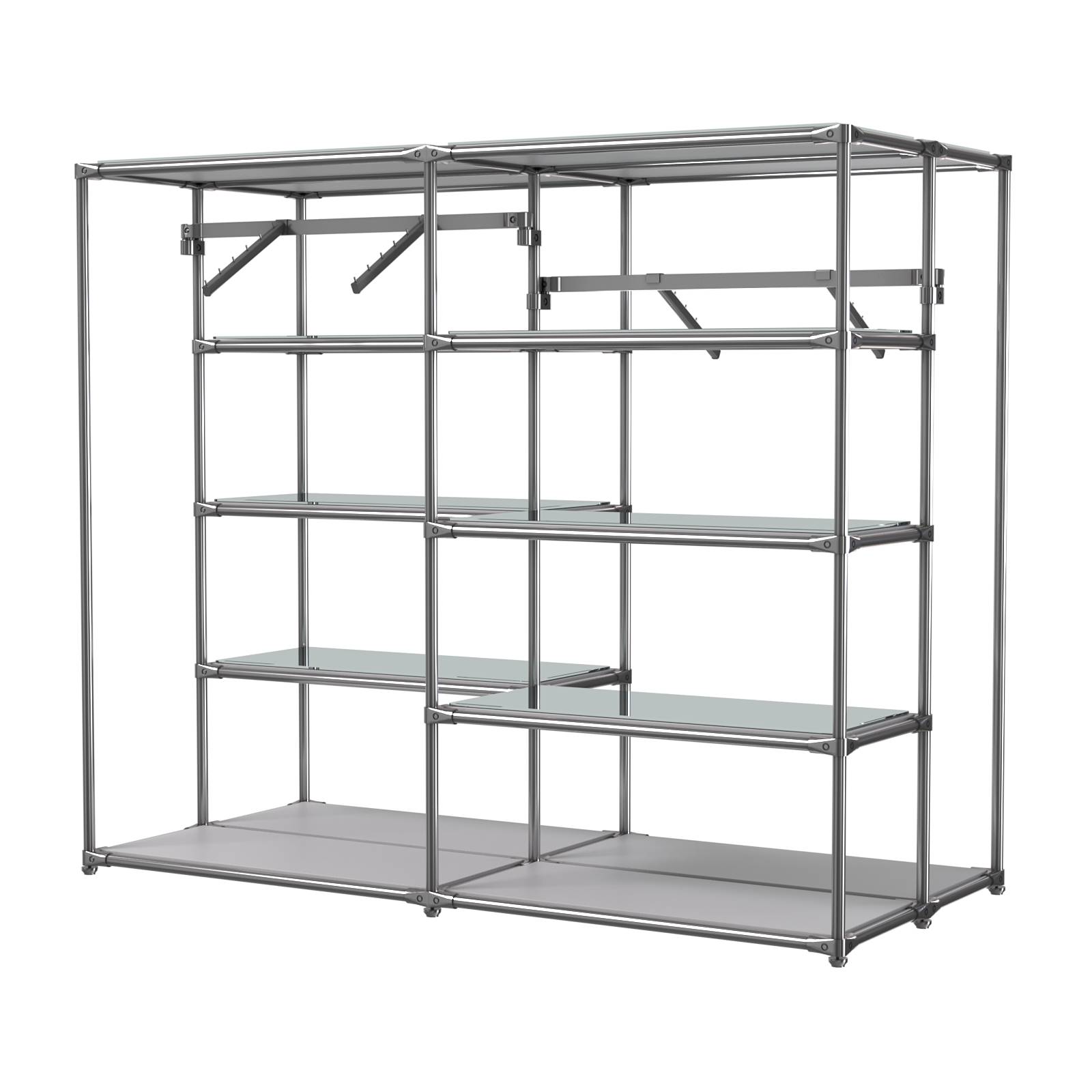 Хромированное вешало ПЛАТФОРМА №3-4 с зеркальными полками 4мм Серый