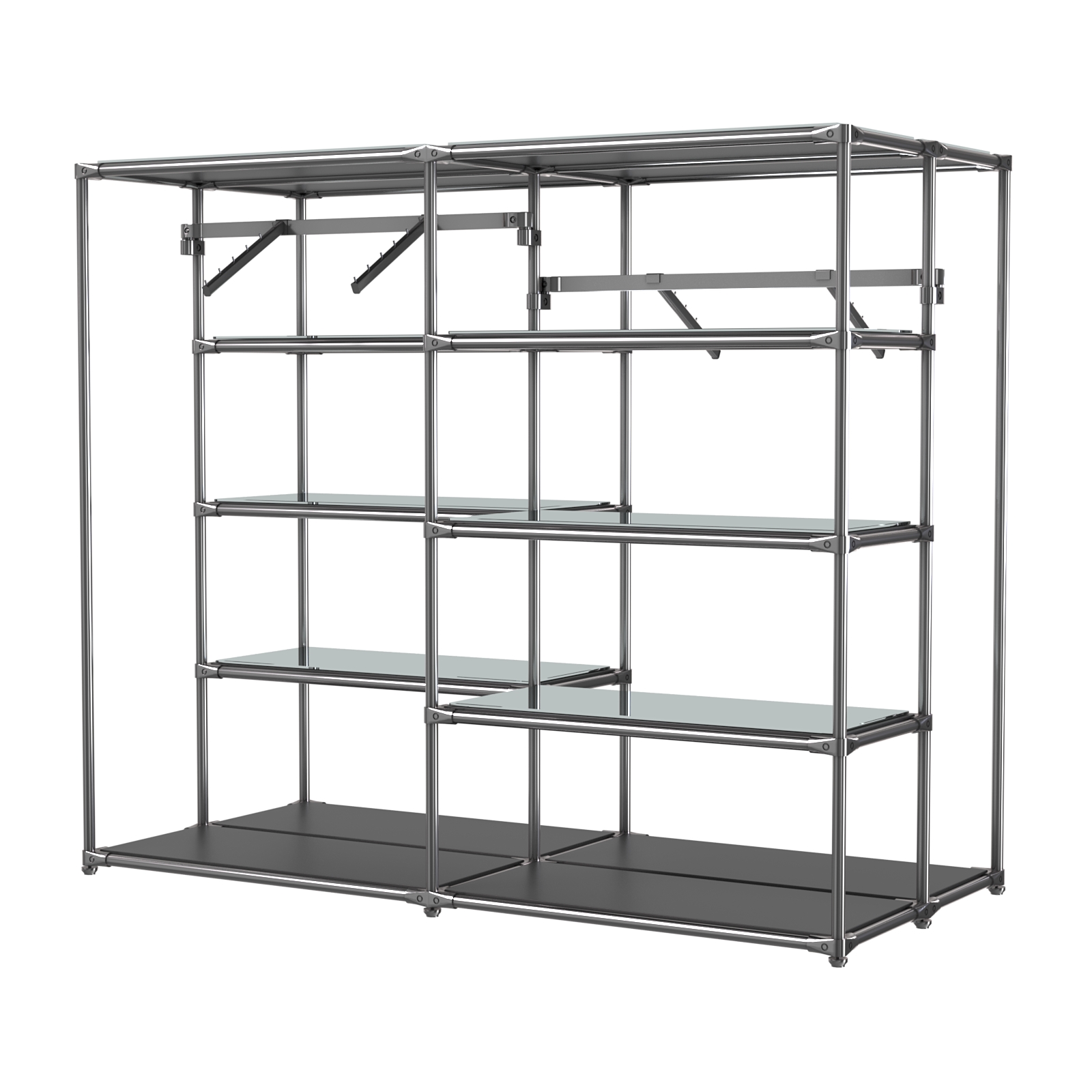 Хромированное вешало ПЛАТФОРМА №3-4 с зеркальными полками 4мм Черный