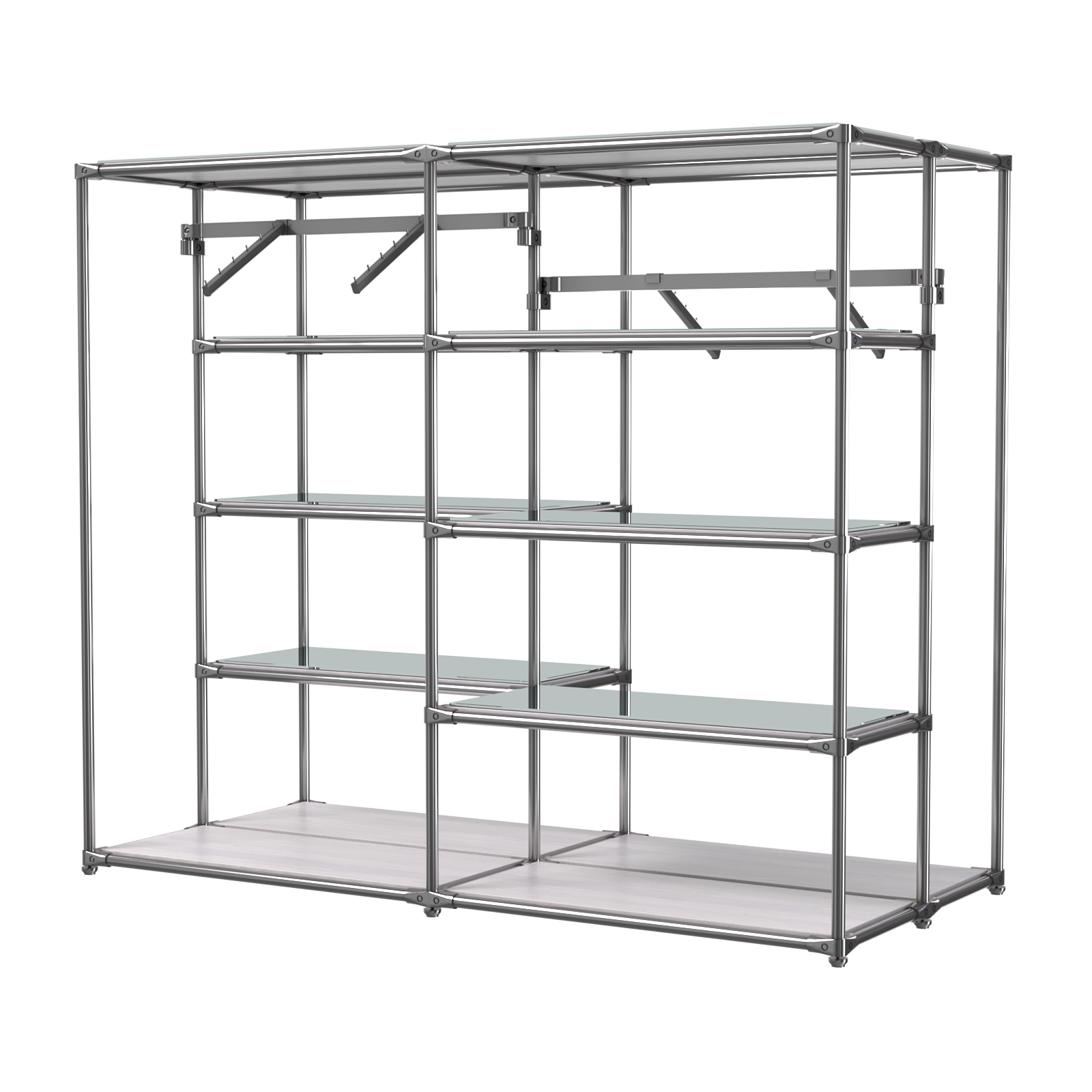 Хромированное вешало ПЛАТФОРМА №3-4 с зеркальными полками 4мм Ясень Анкор светлый - U31104