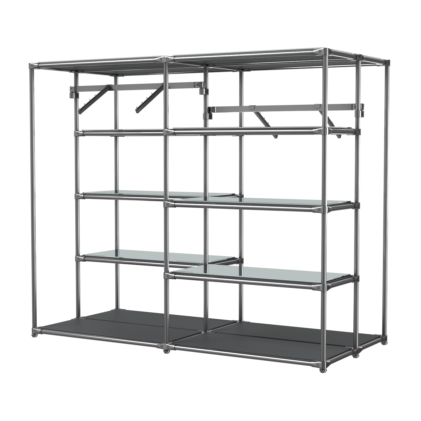 Хромированное вешало ПЛАТФОРМА №3-4 с зеркальными полками 4мм Антрацит