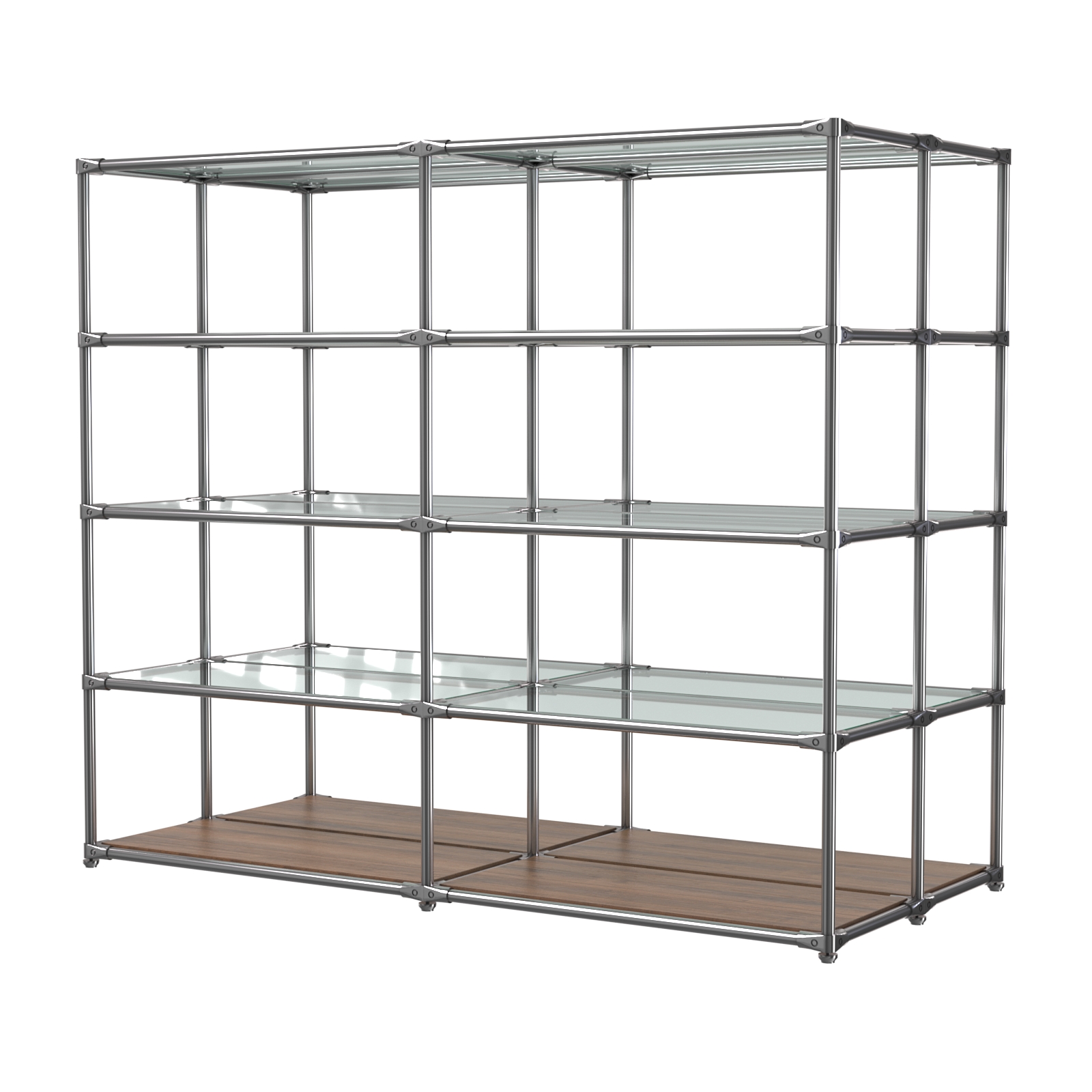 Хромированное вешало ПЛАТФОРМА №4-1 с полками стекло 6мм Орех