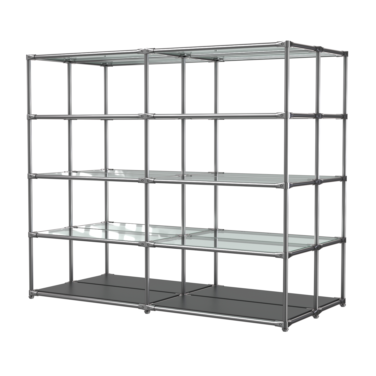 Хромированное вешало ПЛАТФОРМА №4-1 с полками стекло 6мм Черный