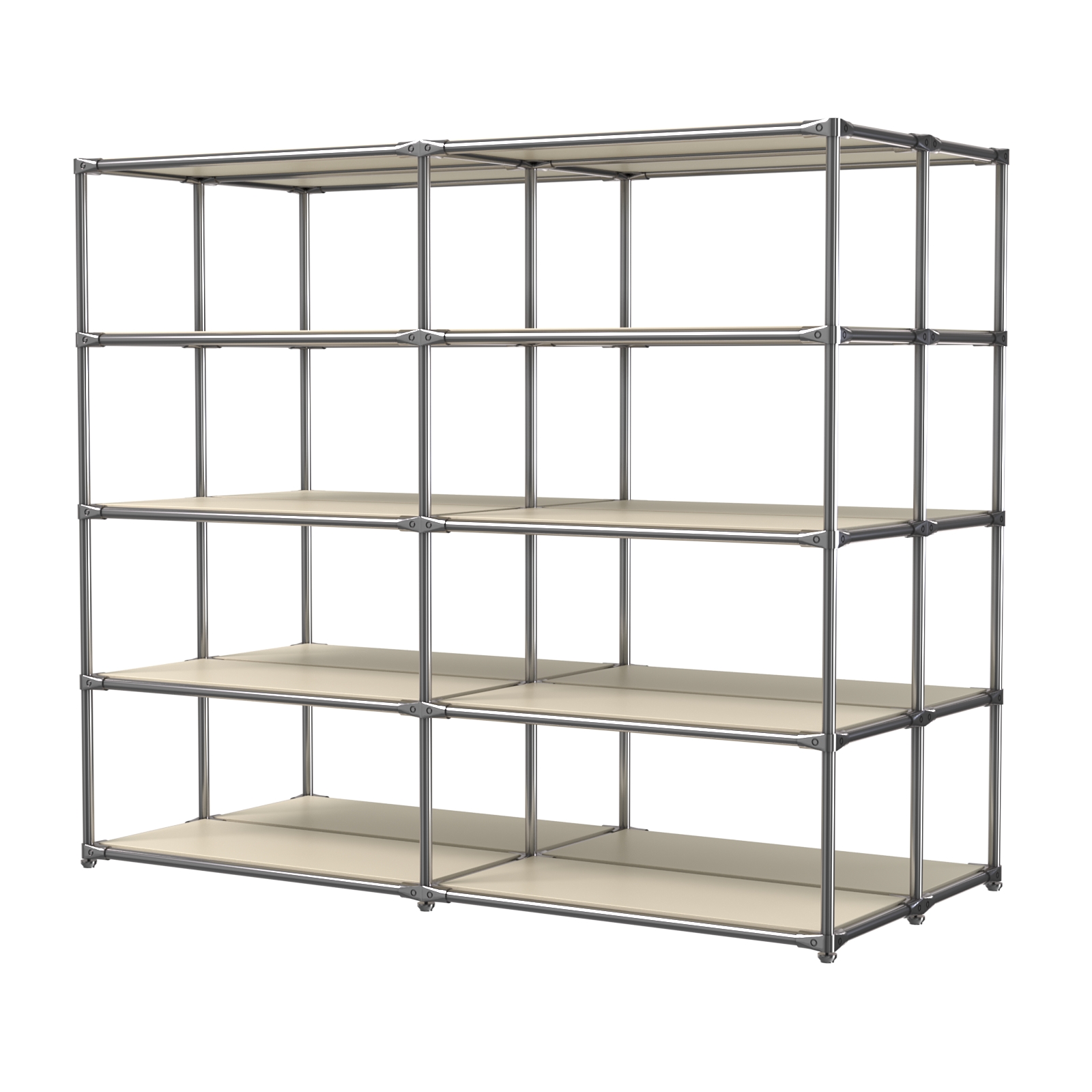 Хромированное вешало ПЛАТФОРМА №4-3 с полками ДСП 16мм Крем Вайс