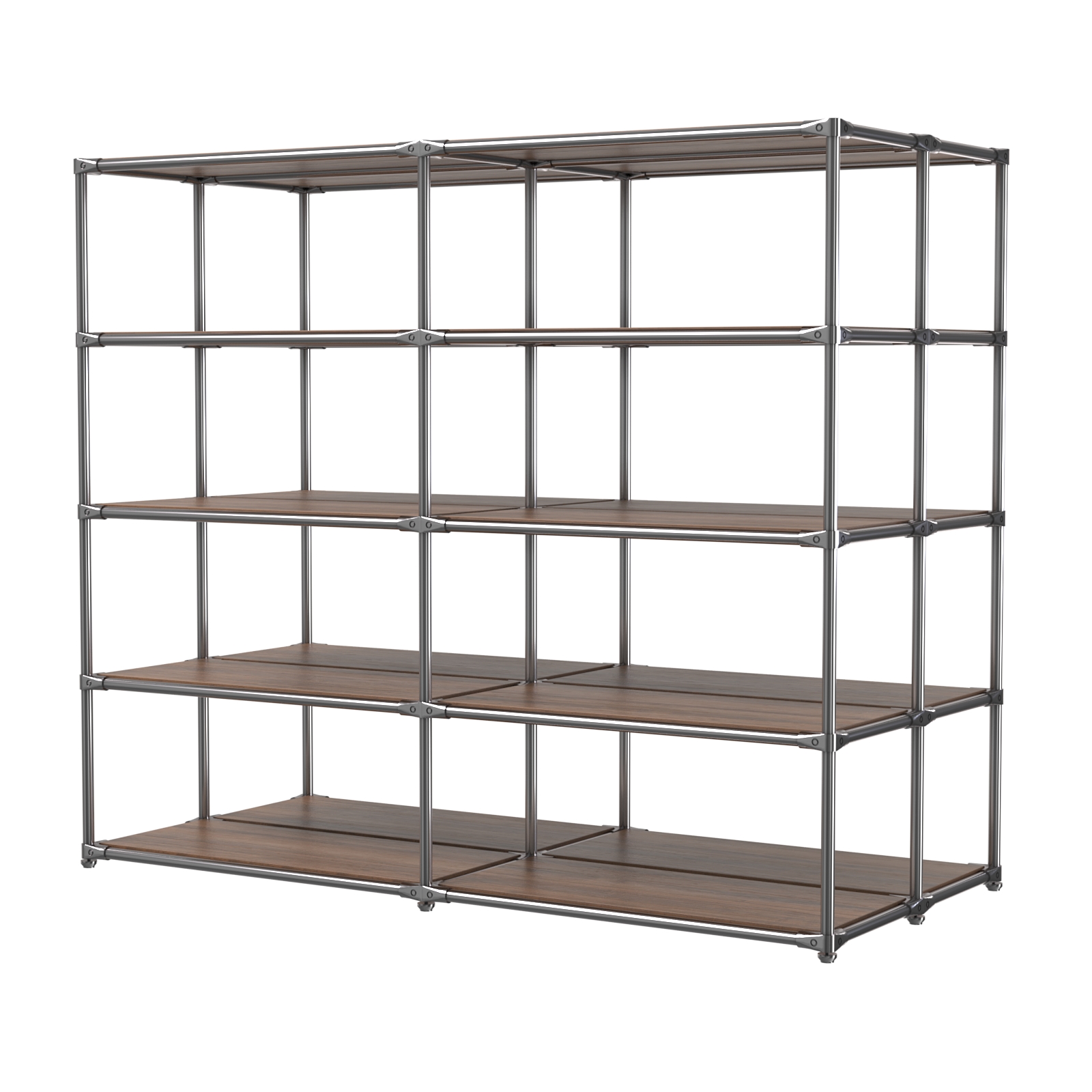 Хромированное вешало ПЛАТФОРМА №4-3 с полками ДСП 16мм Орех