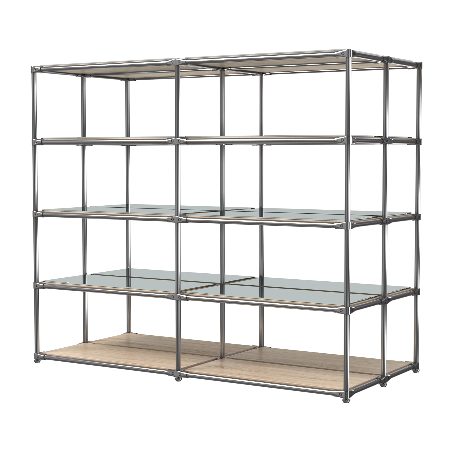 Хромированное вешало ПЛАТФОРМА №4-4 с зеркальными полками 4мм Дуб Сонома