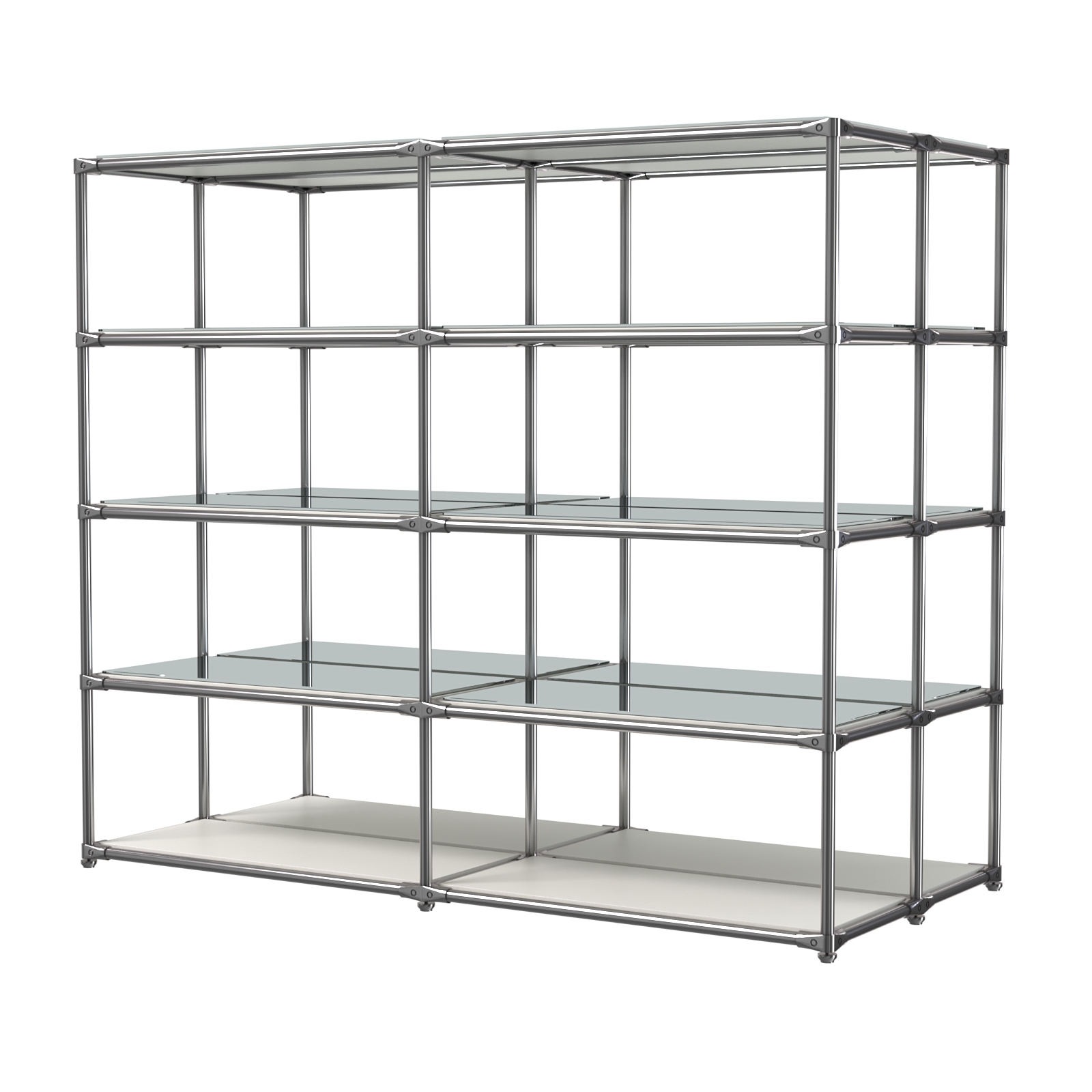 Хромированное вешало ПЛАТФОРМА №4-4 с зеркальными полками 4мм Белый