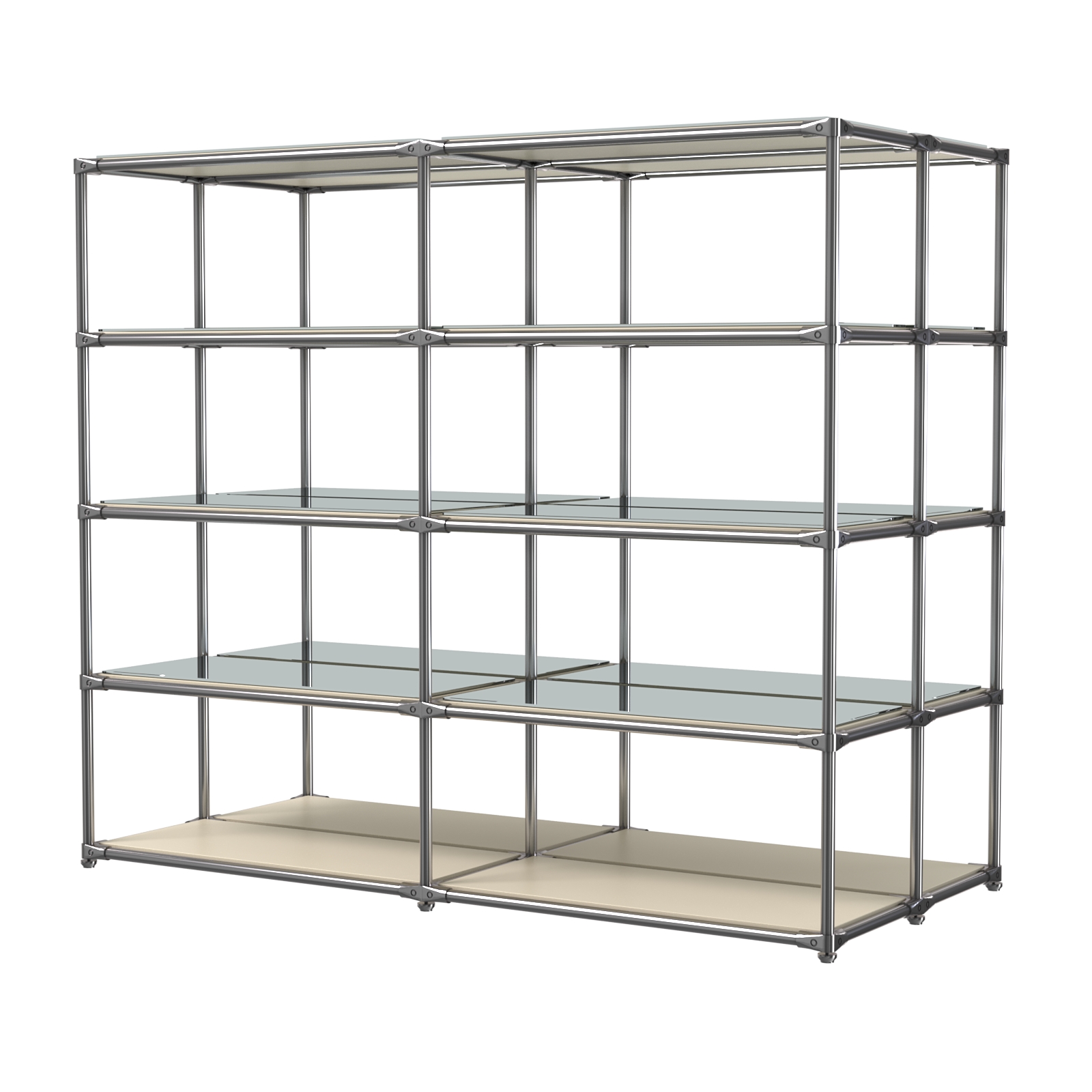 Хромированное вешало ПЛАТФОРМА №4-4 с зеркальными полками 4мм Крем Вайс