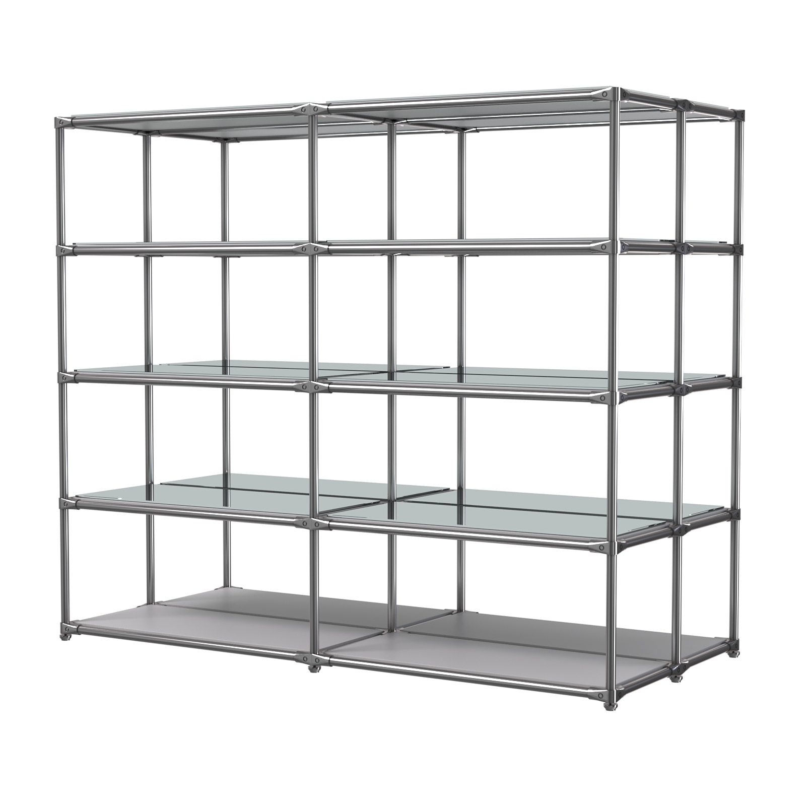 Хромированное вешало ПЛАТФОРМА №4-4 с зеркальными полками 4мм Серый