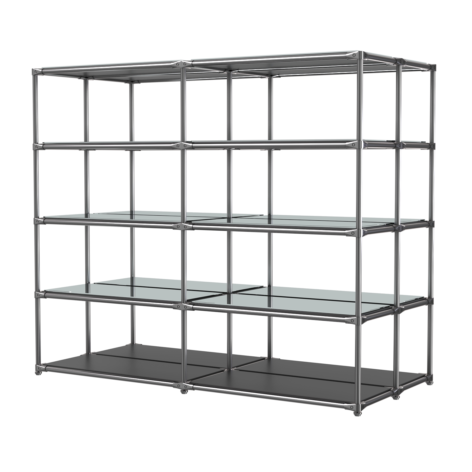 Хромированное вешало ПЛАТФОРМА №4-4 с зеркальными полками 4мм Черный