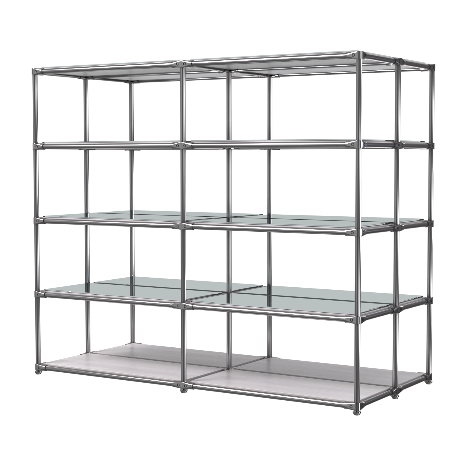 Хромированное вешало ПЛАТФОРМА №4-4 с зеркальными полками 4мм Ясень Анкор светлый - U31104