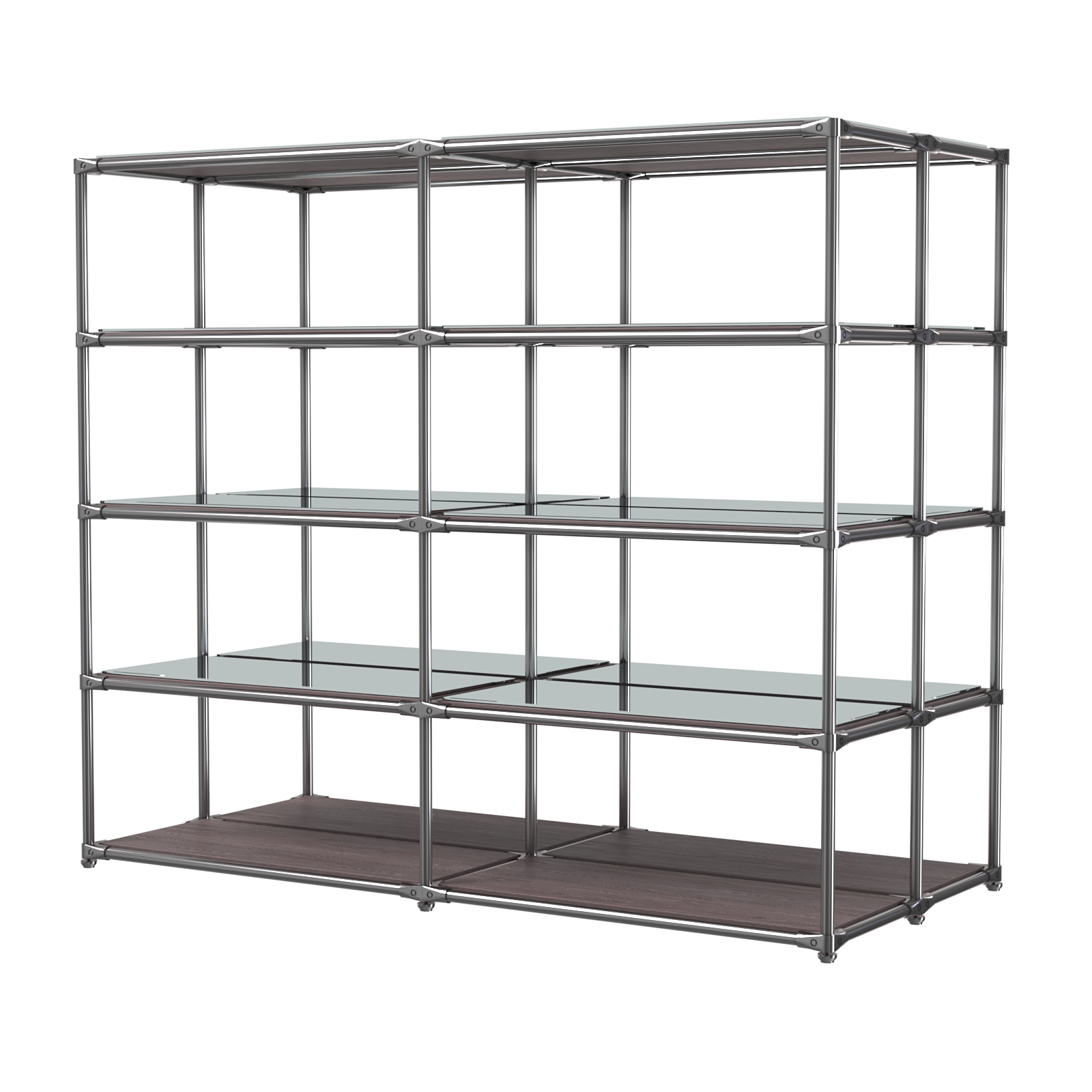 Хромированное вешало ПЛАТФОРМА №4-4 с зеркальными полками 4мм Ясень Анкор темный - U31105