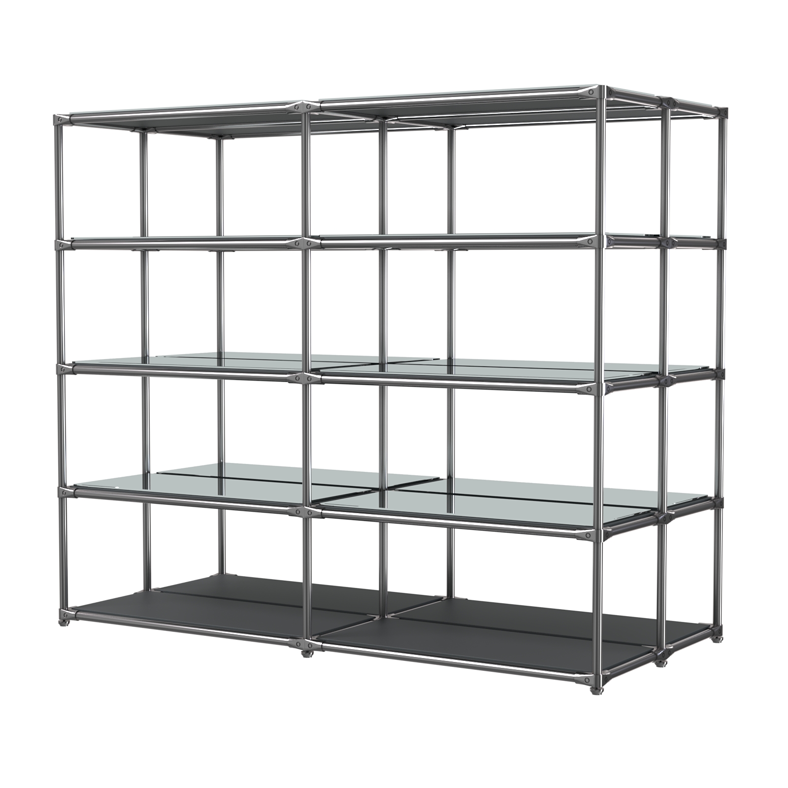 Хромированное вешало ПЛАТФОРМА №4-4 с зеркальными полками 4мм Антрацит