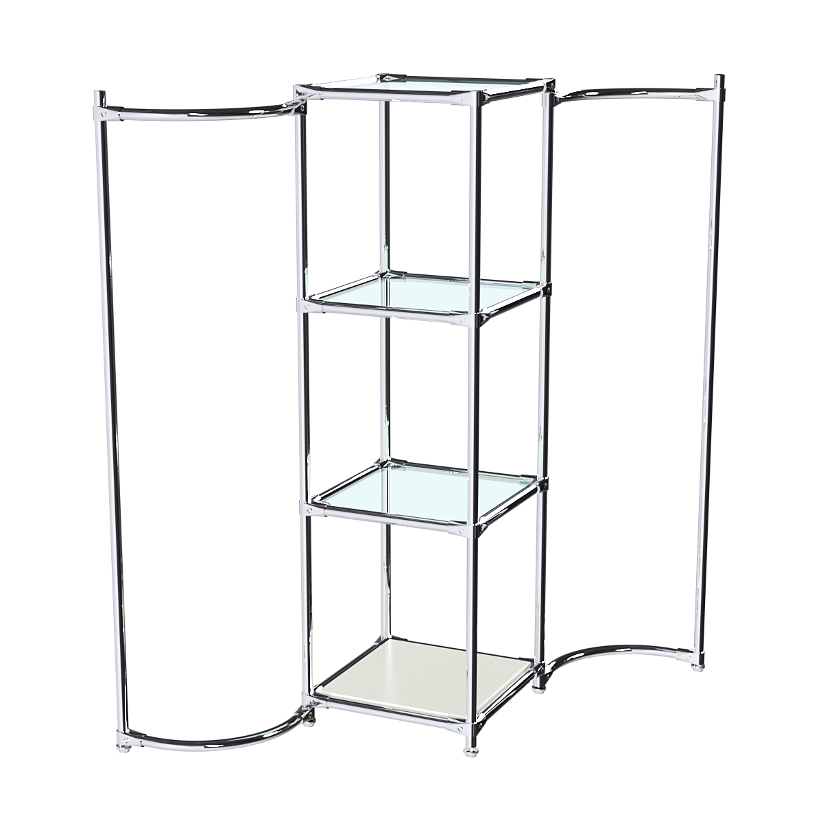 Хромированное вешало ВОЛНА №1-1 с полками стекло 6 мм Белый