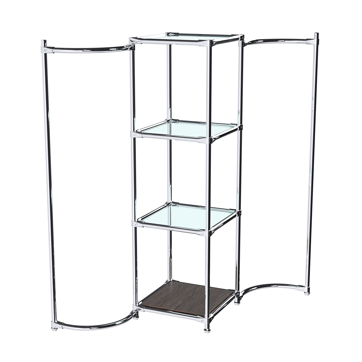 Хромированное вешало ВОЛНА №1-1 с полками стекло 6 мм Дуб Венге