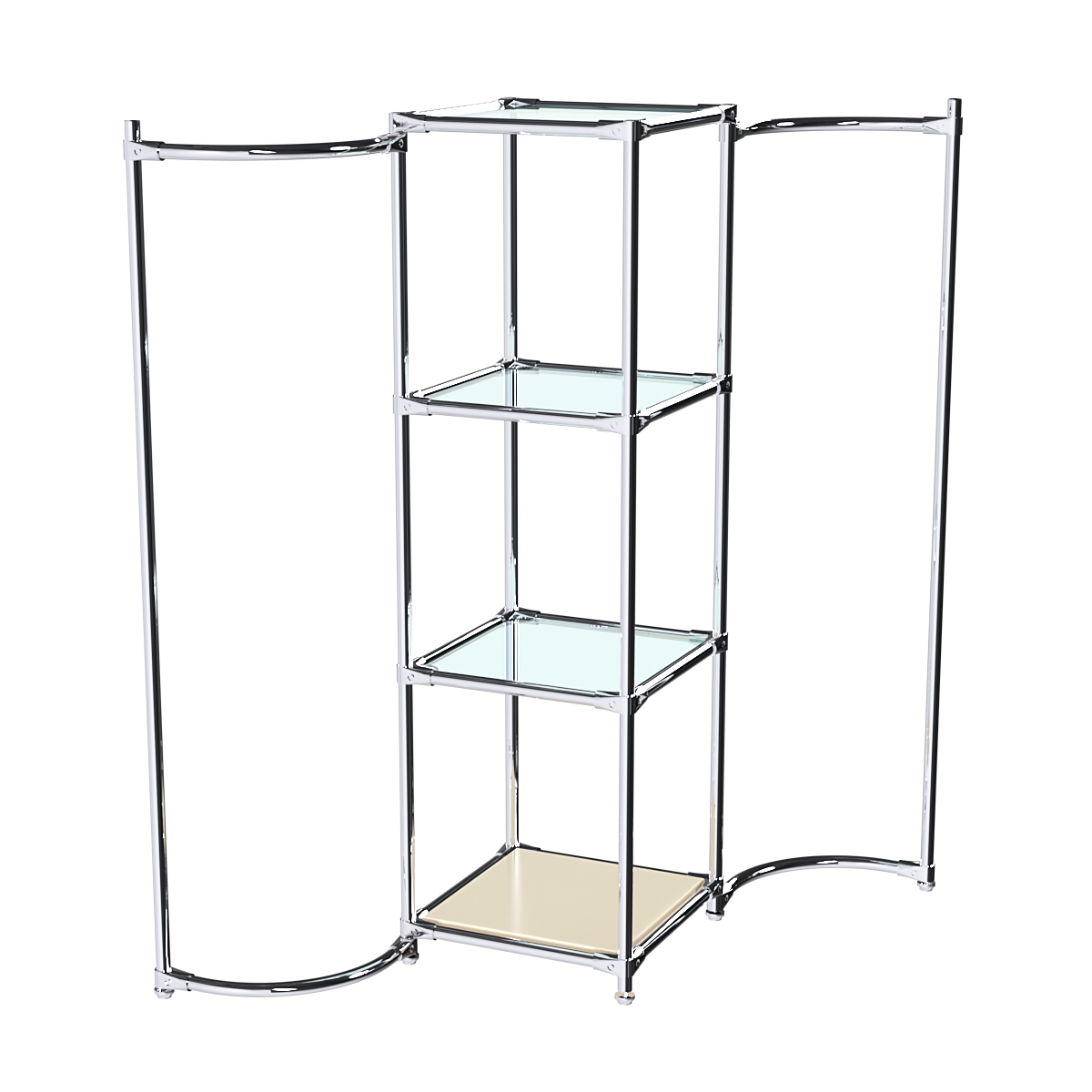 Хромированное вешало ВОЛНА №1-1 с полками стекло 6 мм Крем Вайс