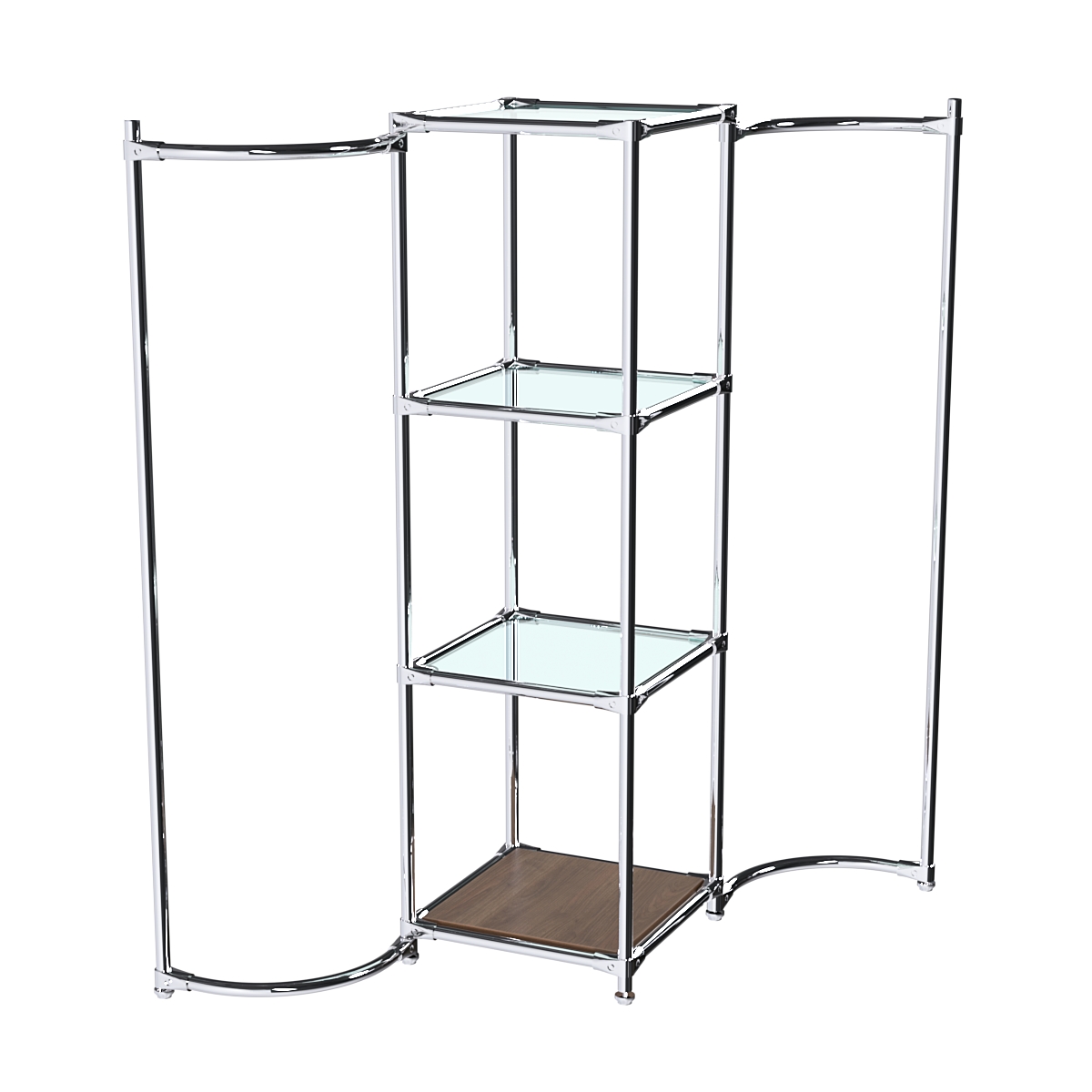 Хромированное вешало ВОЛНА №1-1 с полками стекло 6 мм Орех