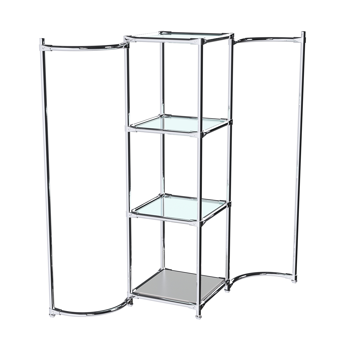 Хромированное вешало ВОЛНА №1-1 с полками стекло 6 мм Серый