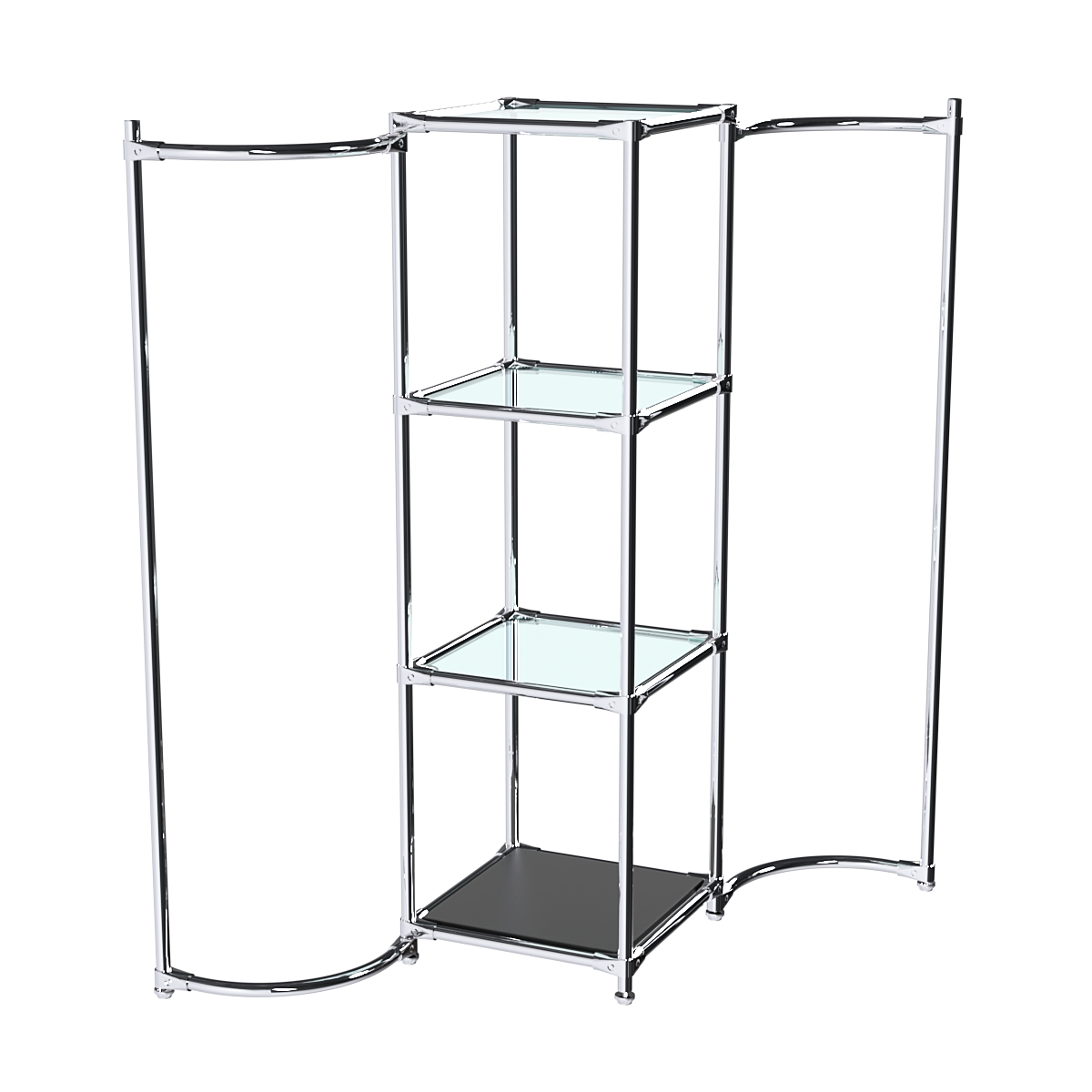 Хромированное вешало ВОЛНА №1-1 с полками стекло 6 мм Черный