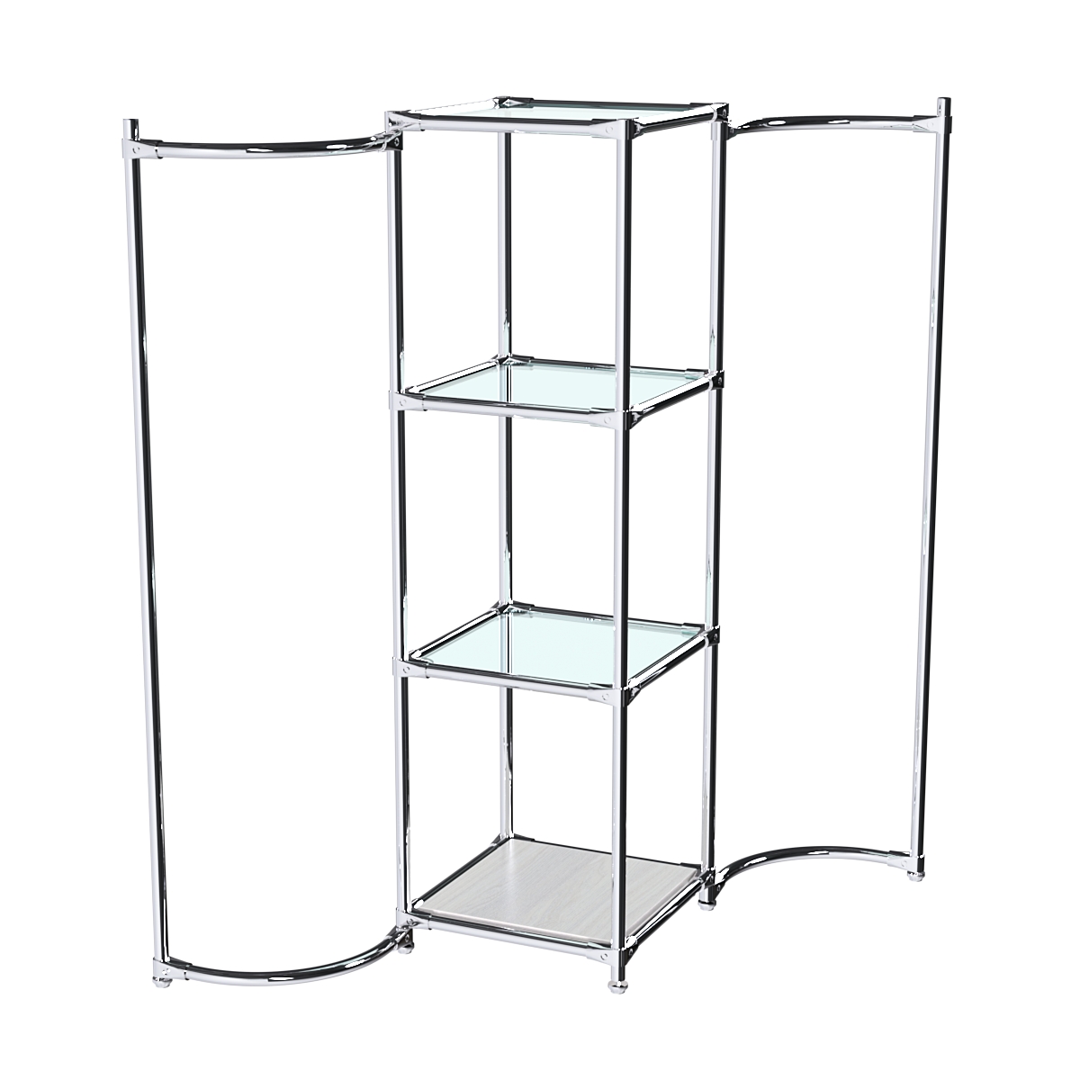 Хромированное вешало ВОЛНА №1-1 с полками стекло 6 мм Ясень Анкор светлый - U31104