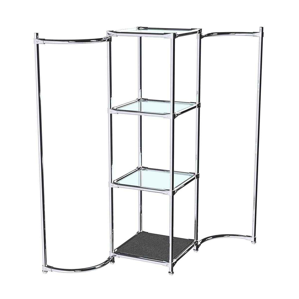 Хромированное вешало ВОЛНА №1-1 с полками стекло 6 мм Антрацит