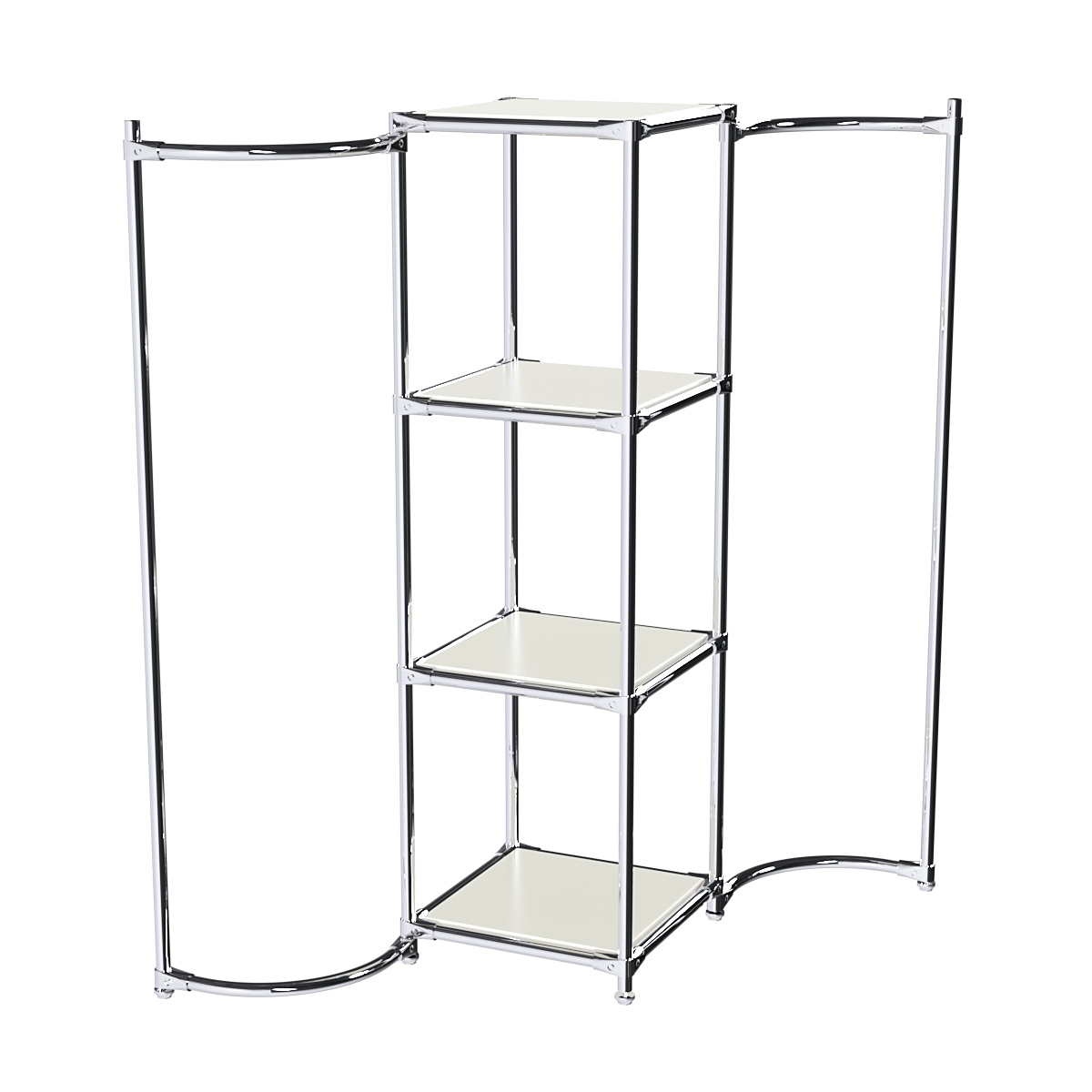 Хромированное вешало ВОЛНА №1-3 с полками ДСП 16мм Белый