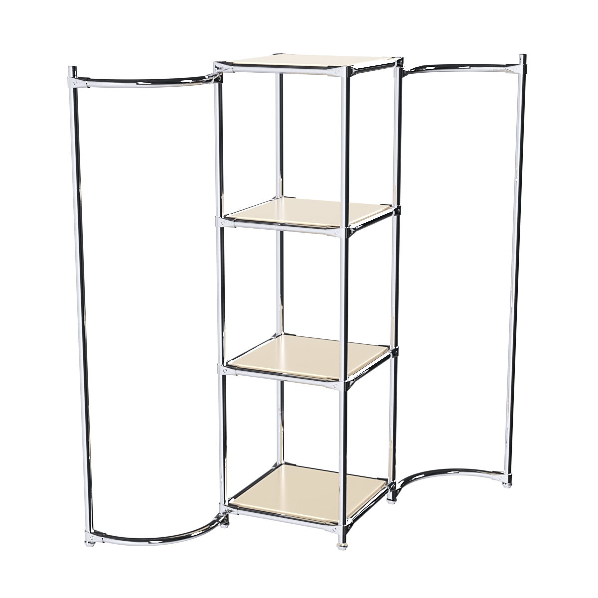 Хромированное вешало ВОЛНА №1-3 с полками ДСП 16мм Крем Вайс