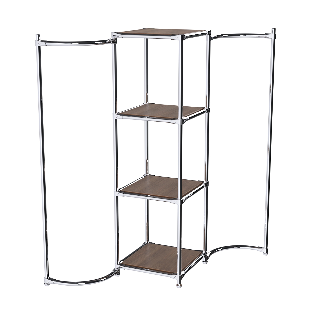 Хромированное вешало ВОЛНА №1-3 с полками ДСП 16мм Орех