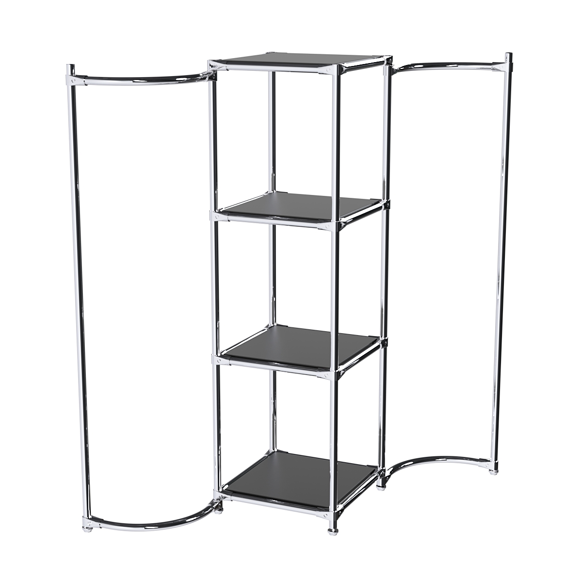 Хромированное вешало ВОЛНА №1-3 с полками ДСП 16мм Черный