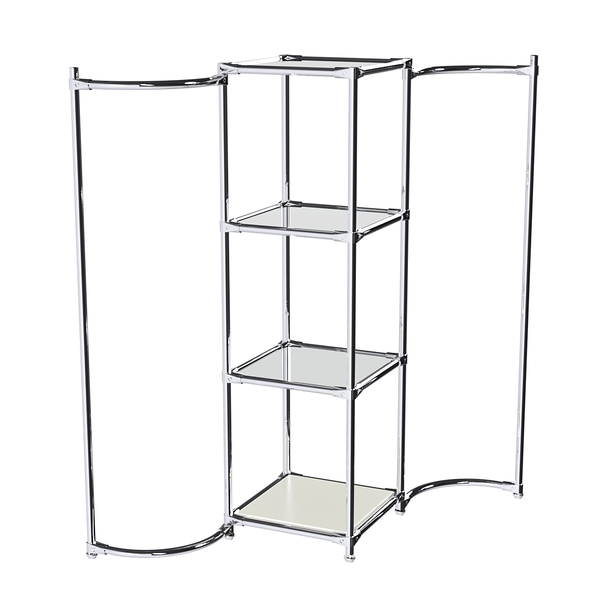 Хромированное вешало ВОЛНА №1-4 с зеркальными полками 4мм Белый