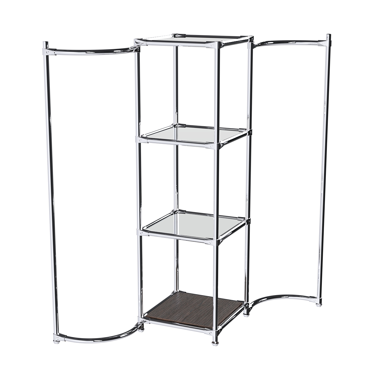 Хромированное вешало ВОЛНА №1-4 с зеркальными полками 4мм Дуб Венге