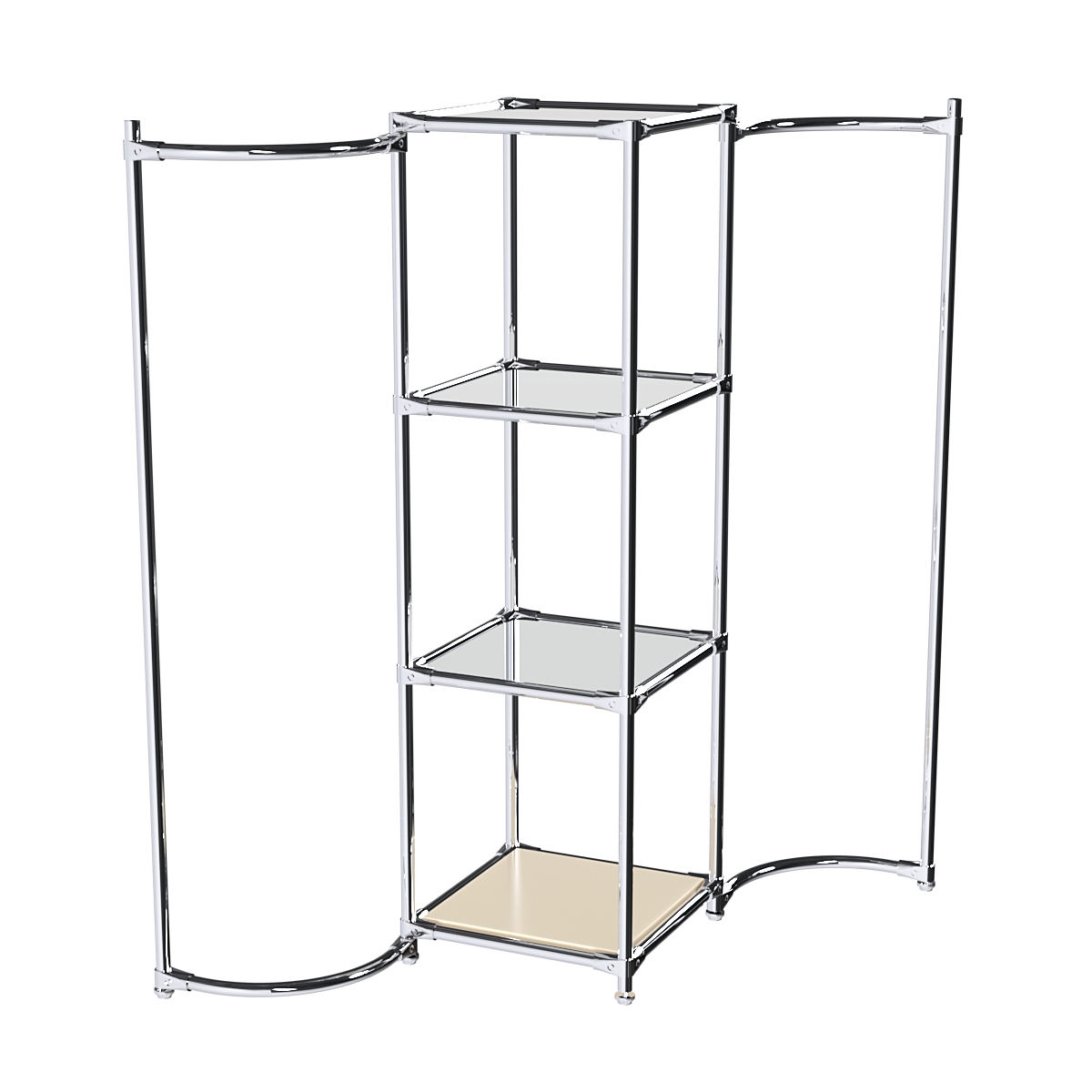 Хромированное вешало ВОЛНА №1-4 с зеркальными полками 4мм Крем Вайс