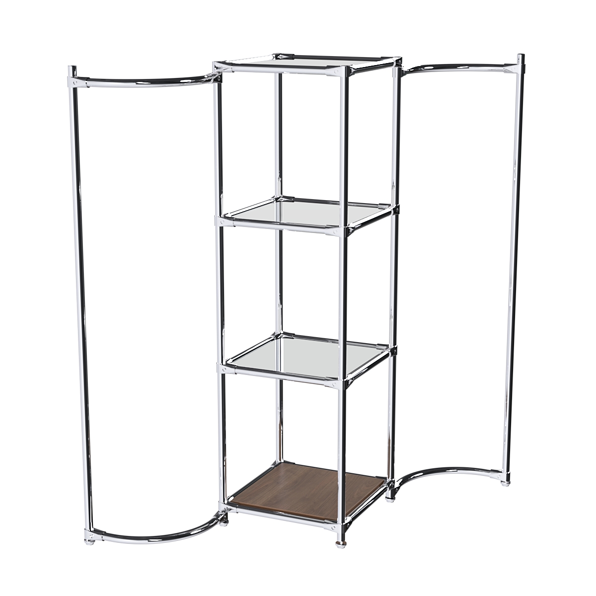 Хромированное вешало ВОЛНА №1-4 с зеркальными полками 4мм Орех