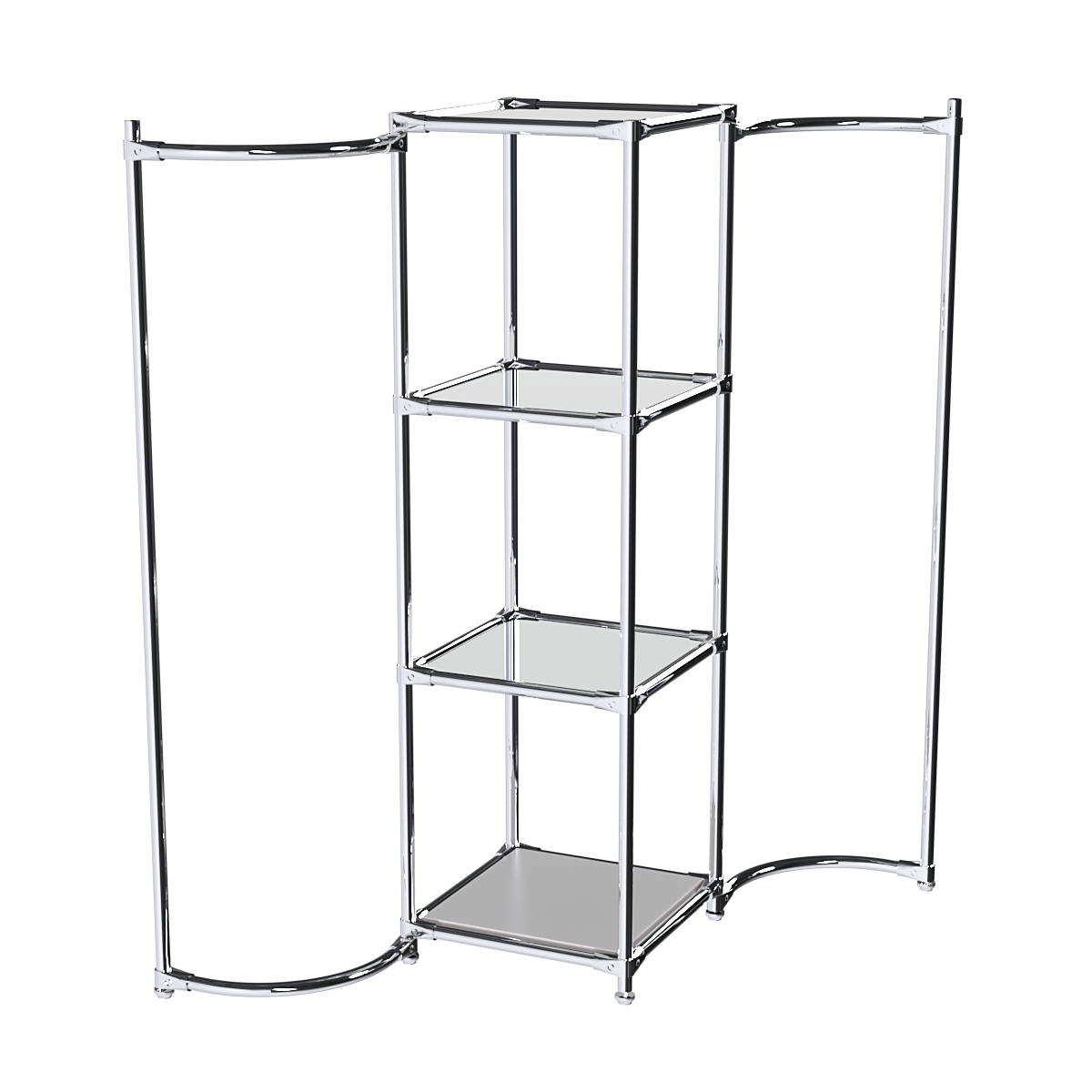 Хромированное вешало ВОЛНА №1-4 с зеркальными полками 4мм Серый