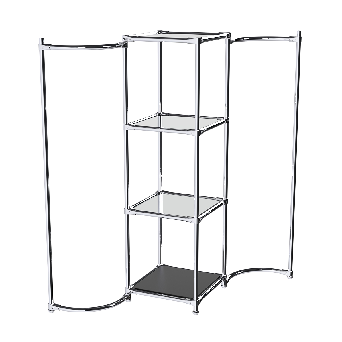 Хромированное вешало ВОЛНА №1-4 с зеркальными полками 4мм Черный