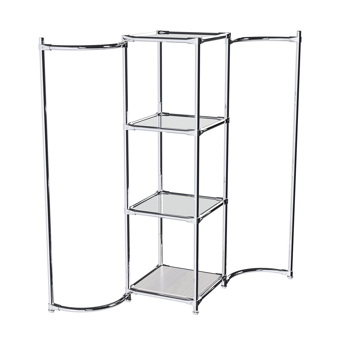 Хромированное вешало ВОЛНА №1-4 с зеркальными полками 4мм Ясень Анкор светлый - U31104