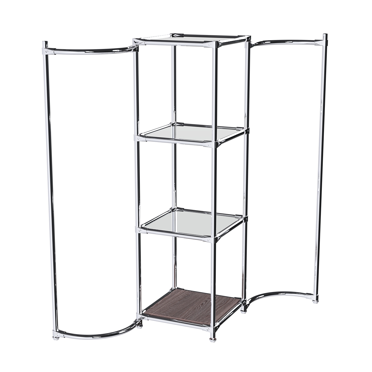 Хромированное вешало ВОЛНА №1-4 с зеркальными полками 4мм Ясень Анкор темный - U31105