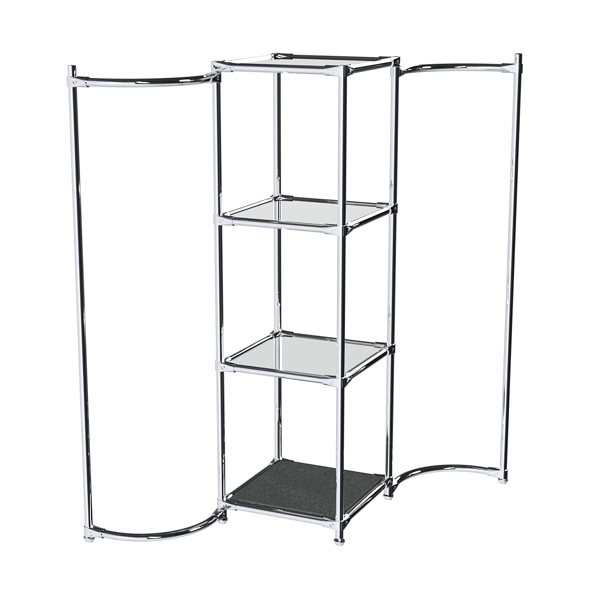 Хромированное вешало ВОЛНА №1-4 с зеркальными полками 4мм Антрацит