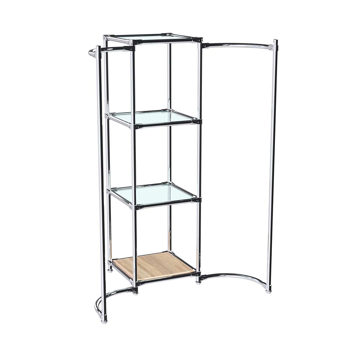 Хромированное вешало ВОЛНА №2-1 с полками стекло 6мм Дуб Сонома