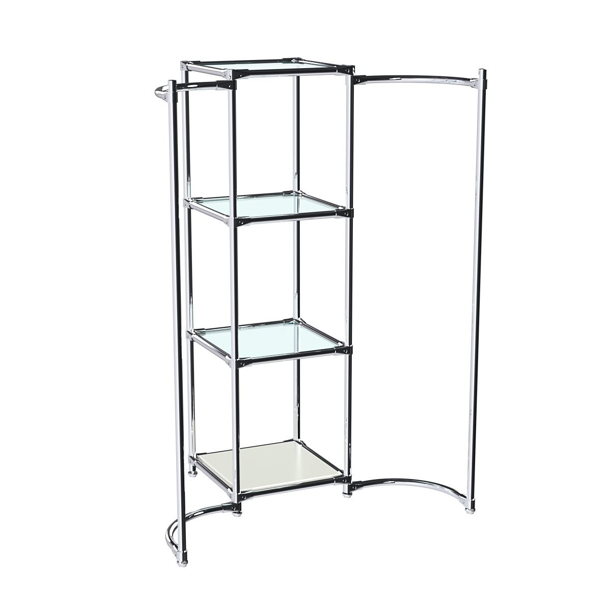 Хромированное вешало ВОЛНА №2-1 с полками стекло 6мм Белый