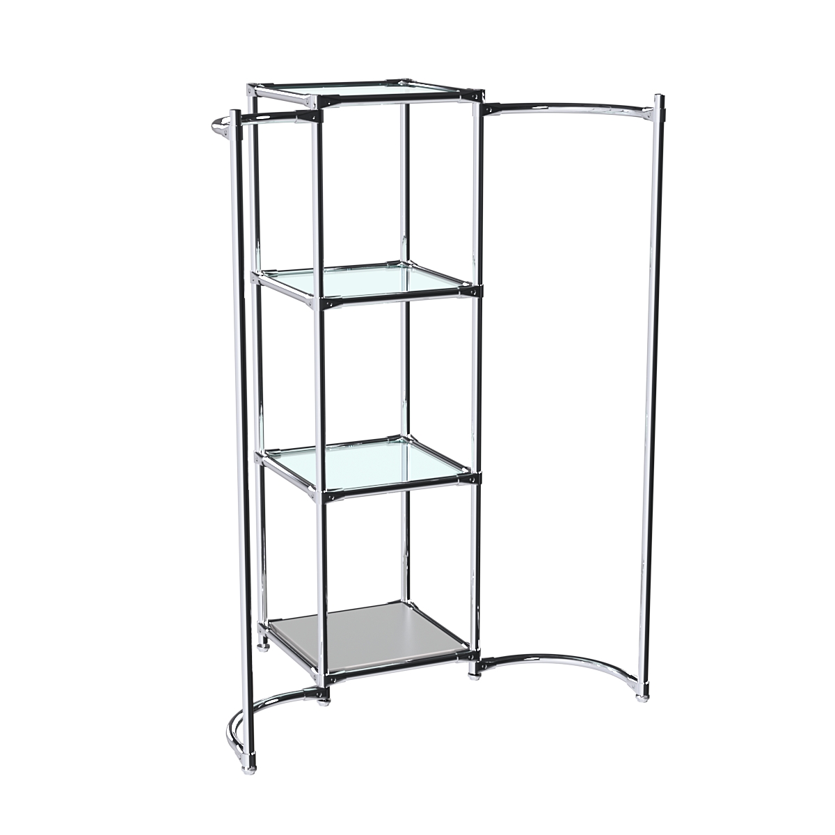 Хромированное вешало ВОЛНА №2-1 с полками стекло 6мм Серый