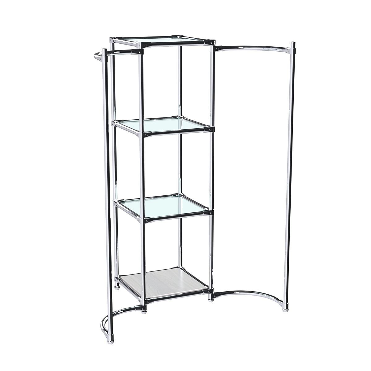 Хромированное вешало ВОЛНА №2-1 с полками стекло 6мм Ясень Анкор светлый - U31104