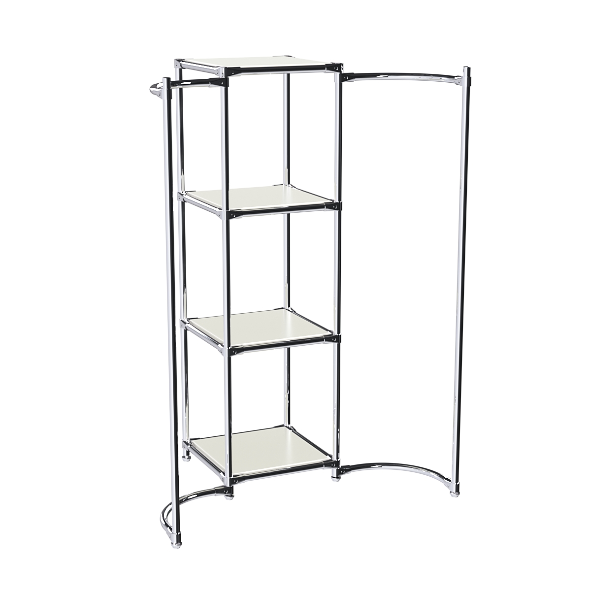 Хромированное вешало ВОЛНА №2-3 с полками ДСП 16мм Белый