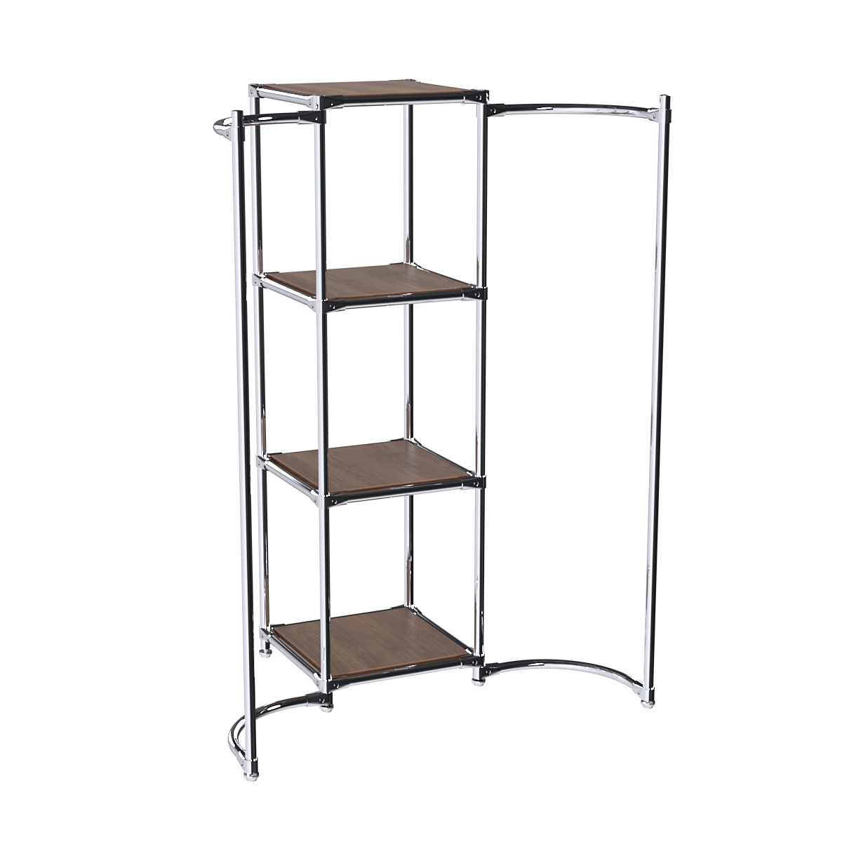 Хромированное вешало ВОЛНА №2-3 с полками ДСП 16мм Орех