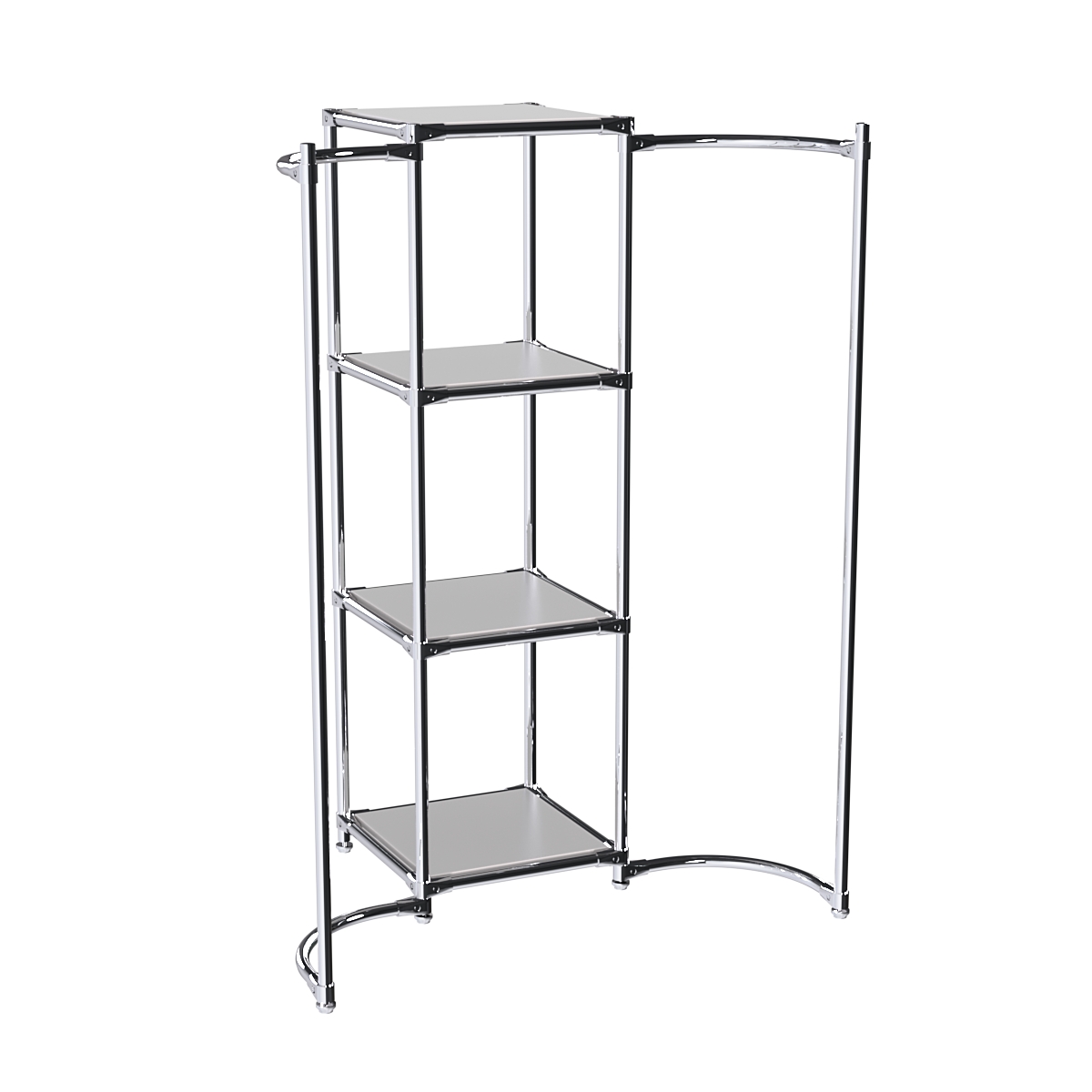 Хромированное вешало ВОЛНА №2-3 с полками ДСП 16мм Серый