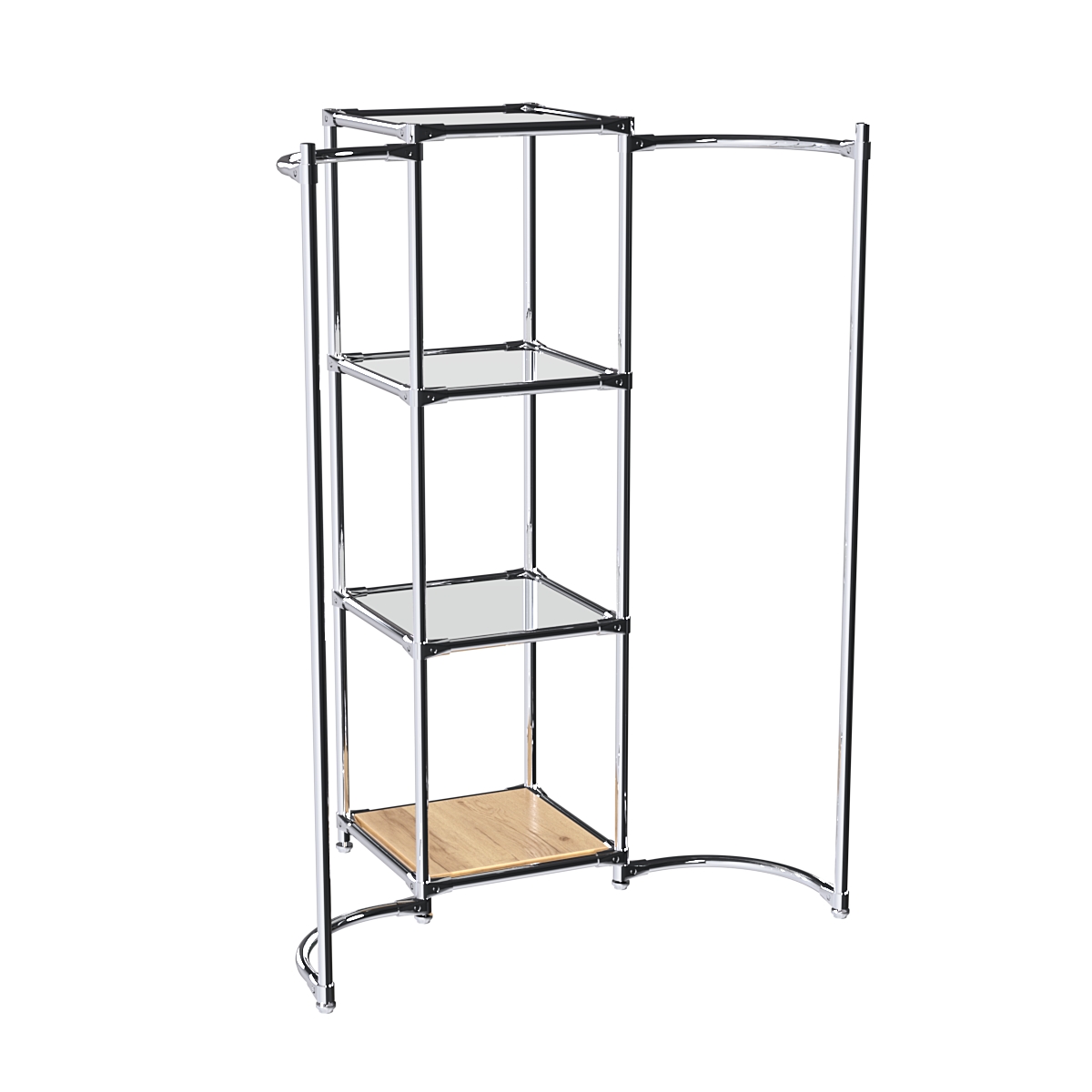 Хромированное вешало ВОЛНА №2-4 с зеркальными полками 4мм Дуб Золотистый